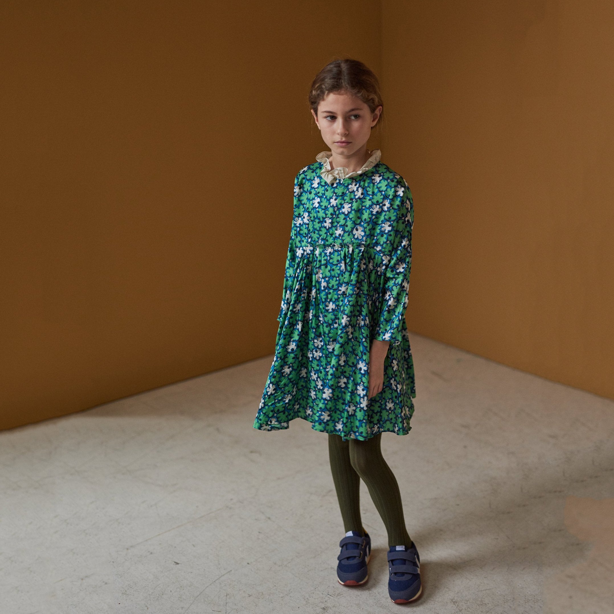 Girls Green Leaf Puffin Dress