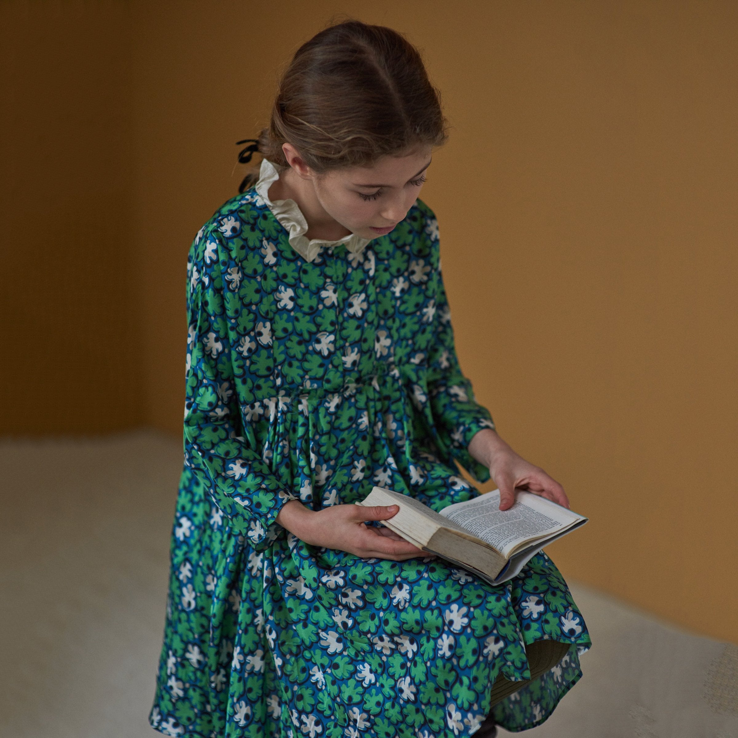Girls Green Leaf Puffin Dress