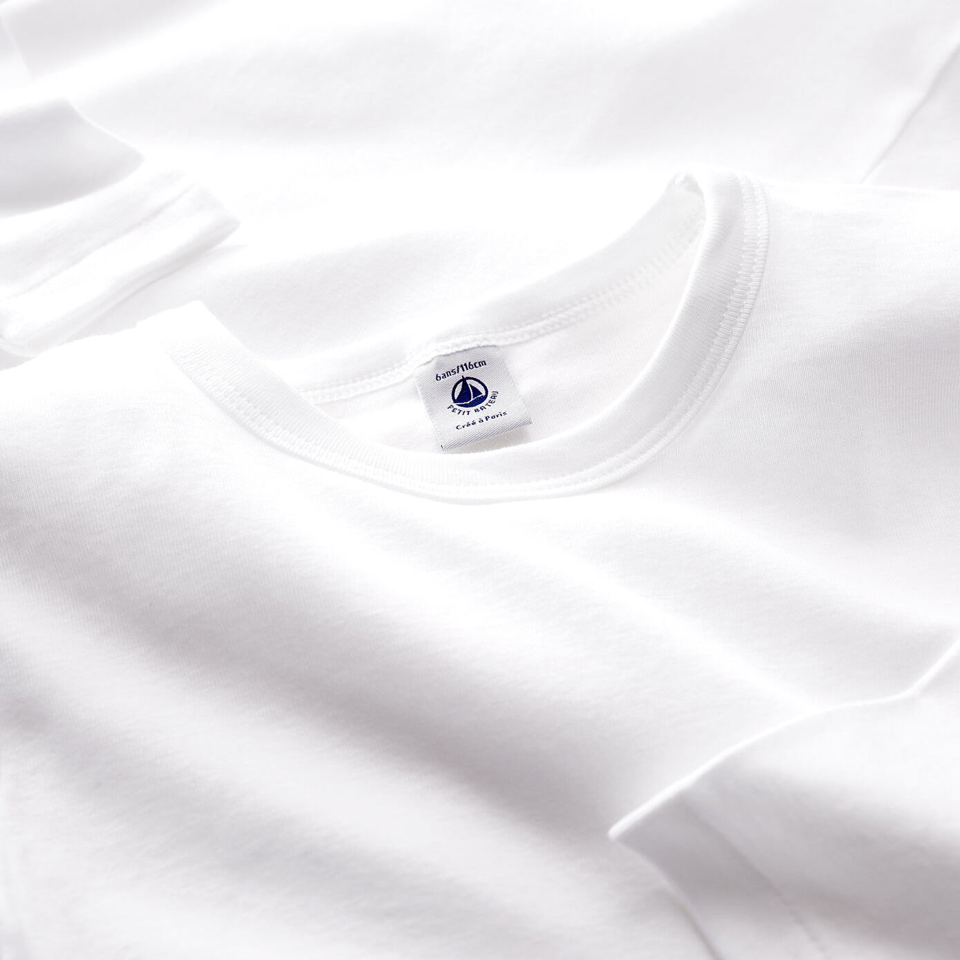 Boys & Girls White Cotton T-Shirt Set(2 Pack)