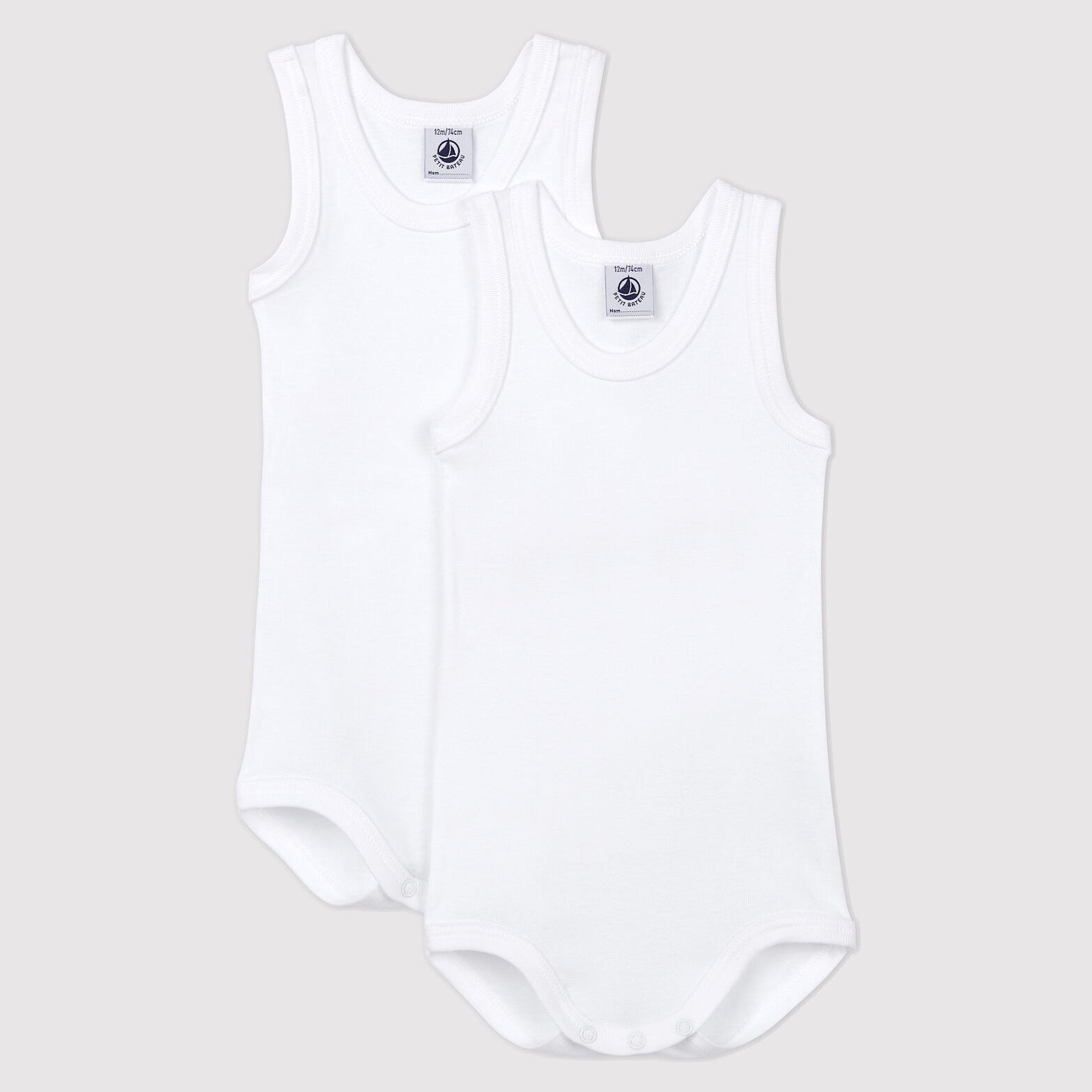 Baby Boys White Cotton Babysuit Set(2 Pack)