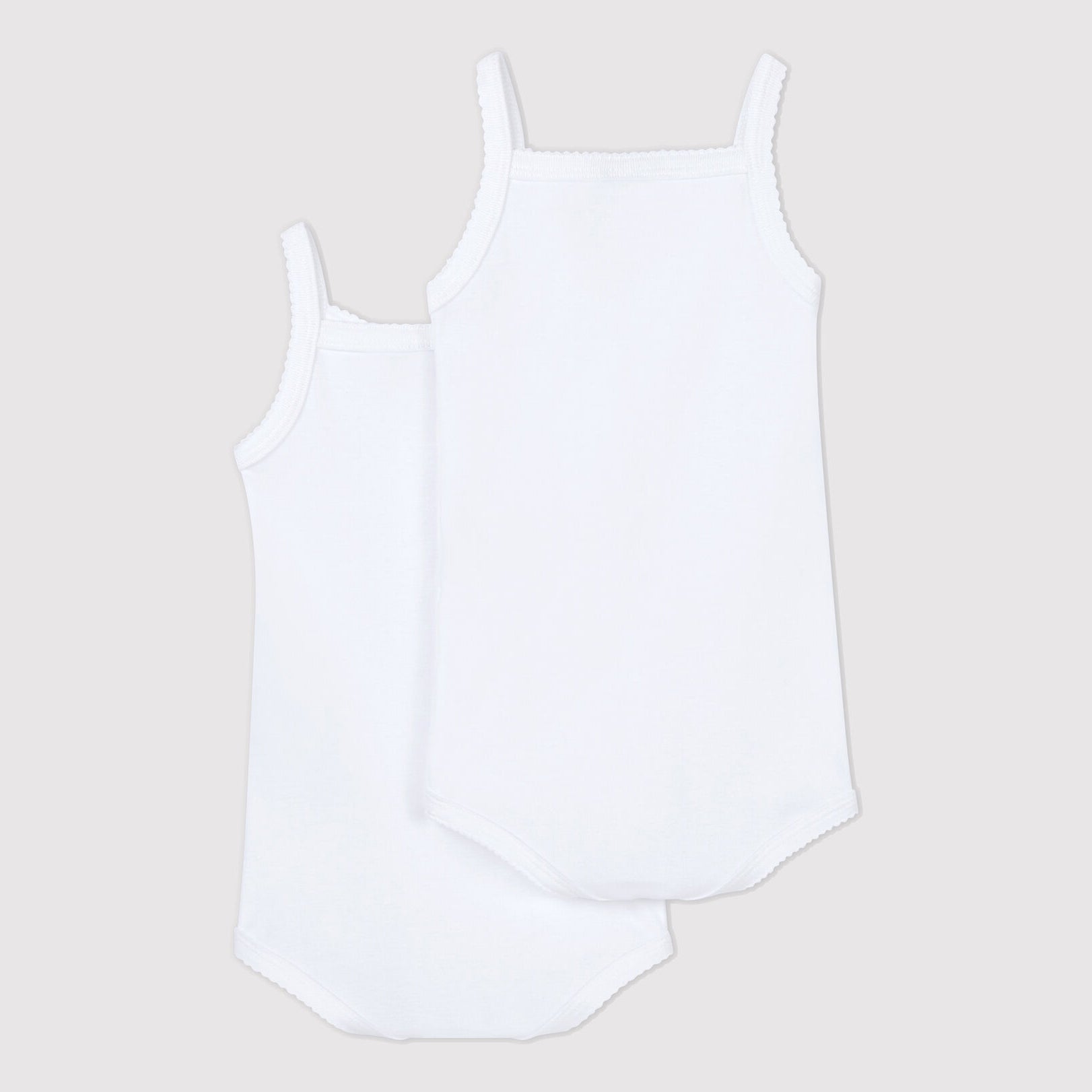Baby Girls White Cotton Babysuit Set(2 Pack)