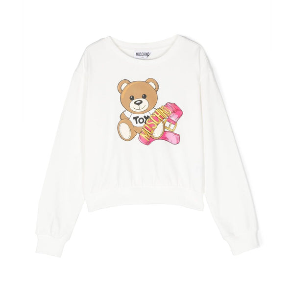 Baby Girls White Printed Cotton Sweatshirt