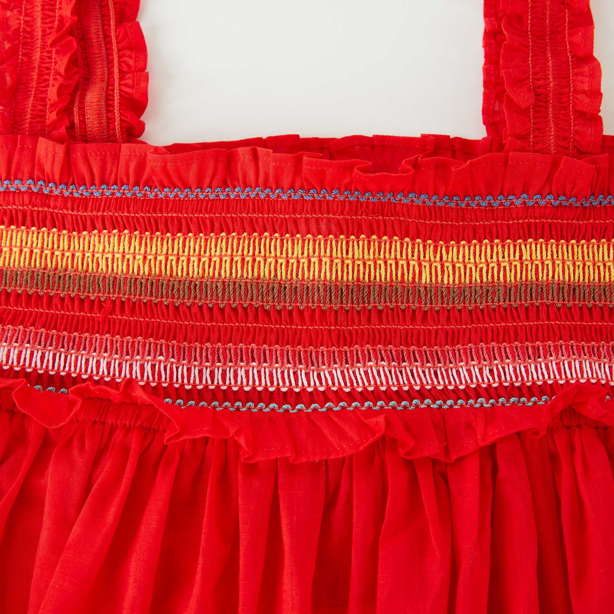 Girls Red Cotton Dress