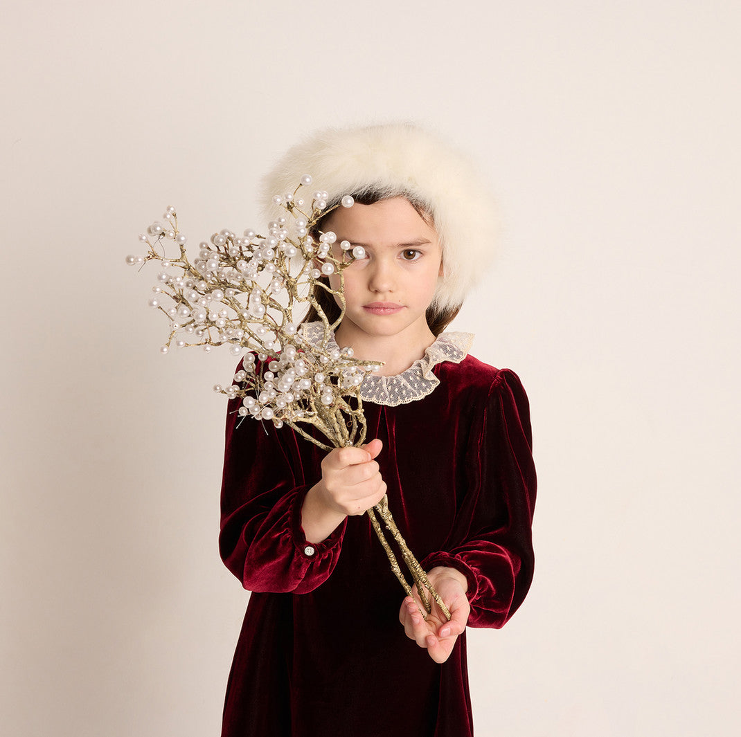 Girls Wine Red Velvet Dress