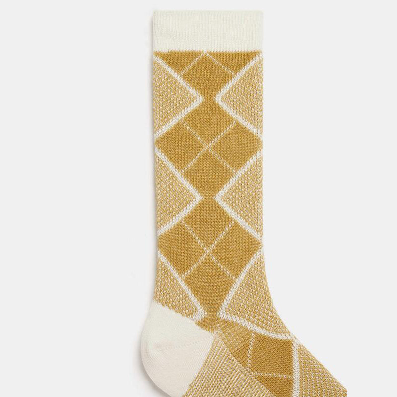 Boys & Girls Yellow Check Cotton Socks