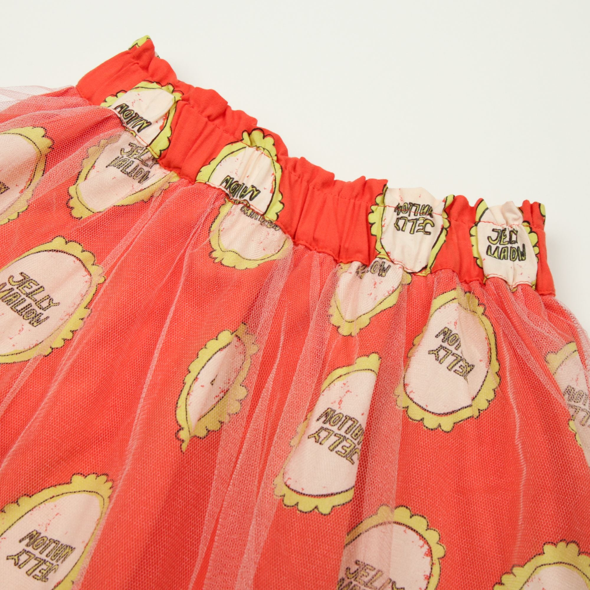Girls Red Orange Printed Tulle Skirt