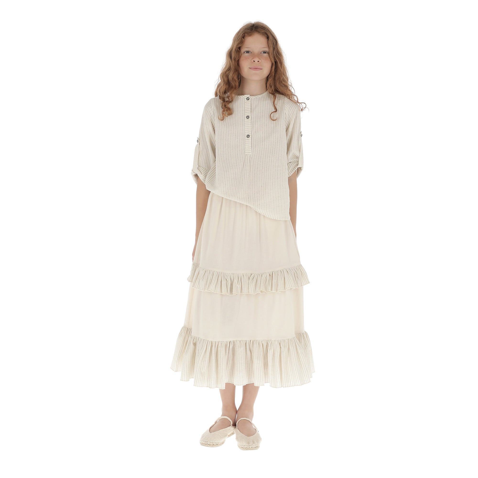 Girls White Cotton Skirt