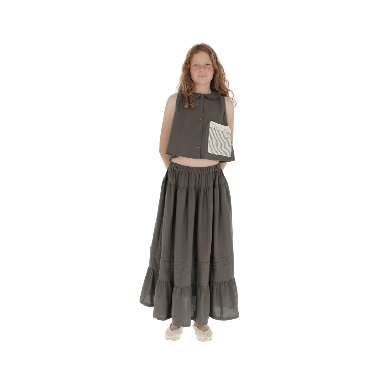 Girls Dark Grey Cotton Skirt