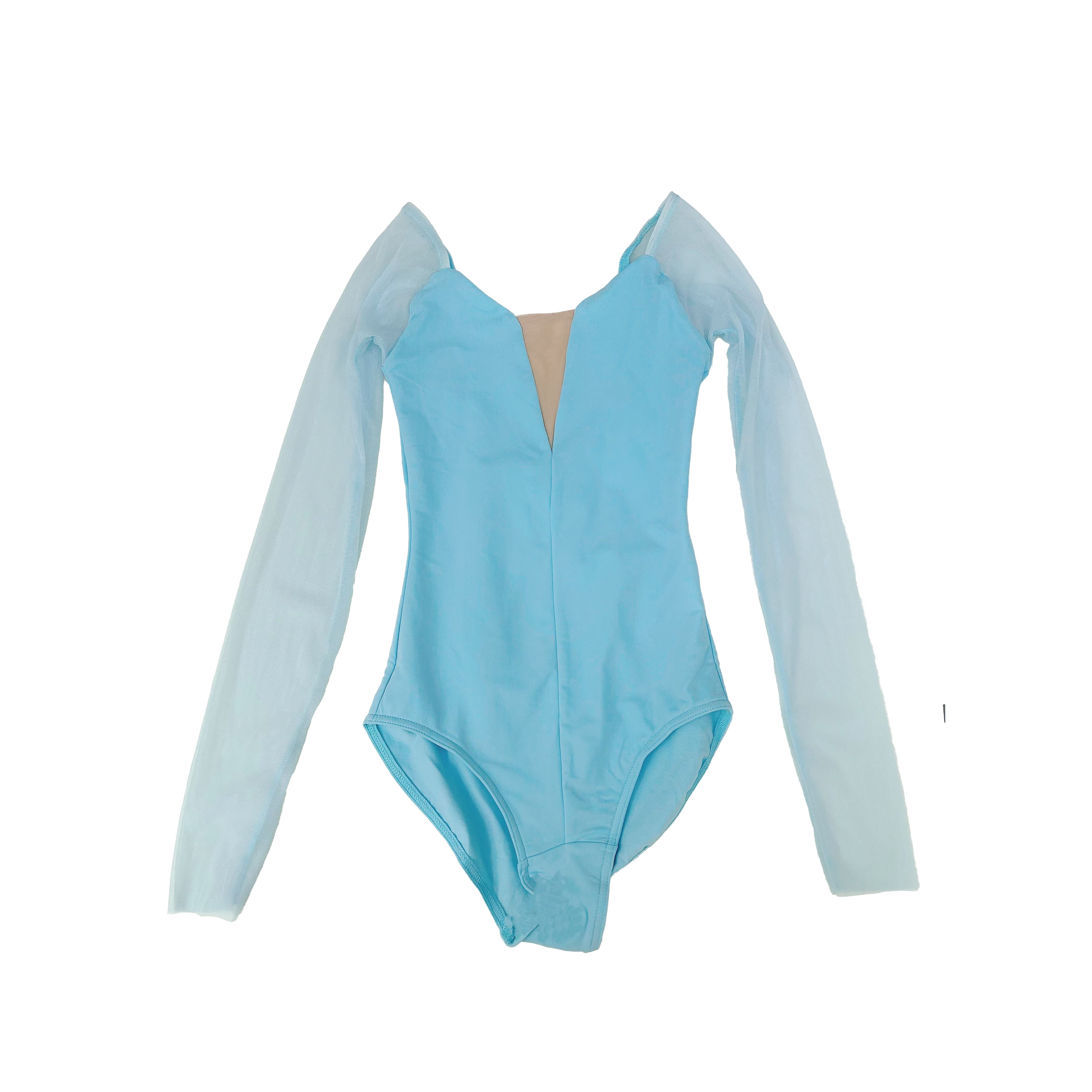 Women Ice Blue Long Sleeves Ballet Onesies(DA1931M/Ice Blue)