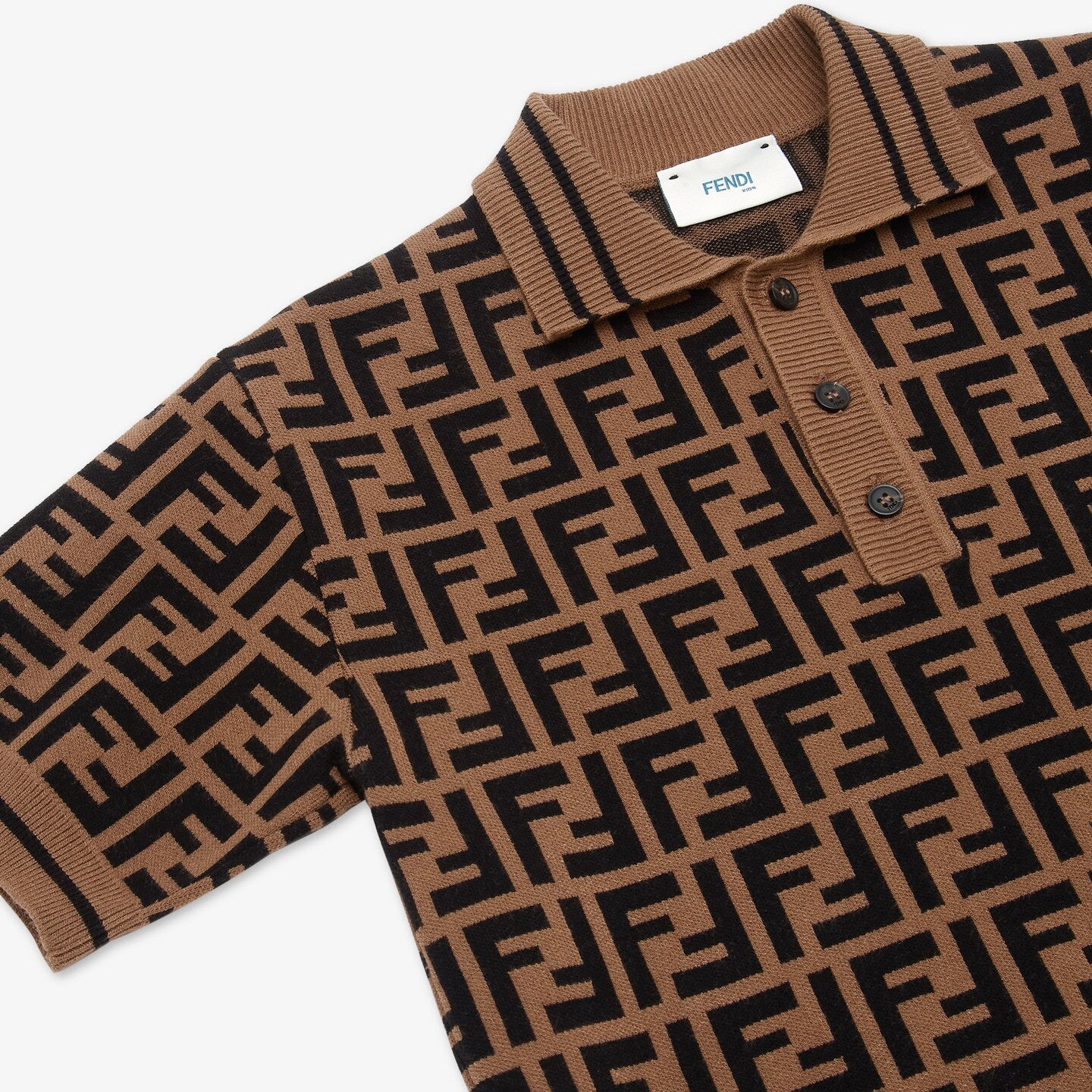 Girls Brown Logo Knit Polo Shirt