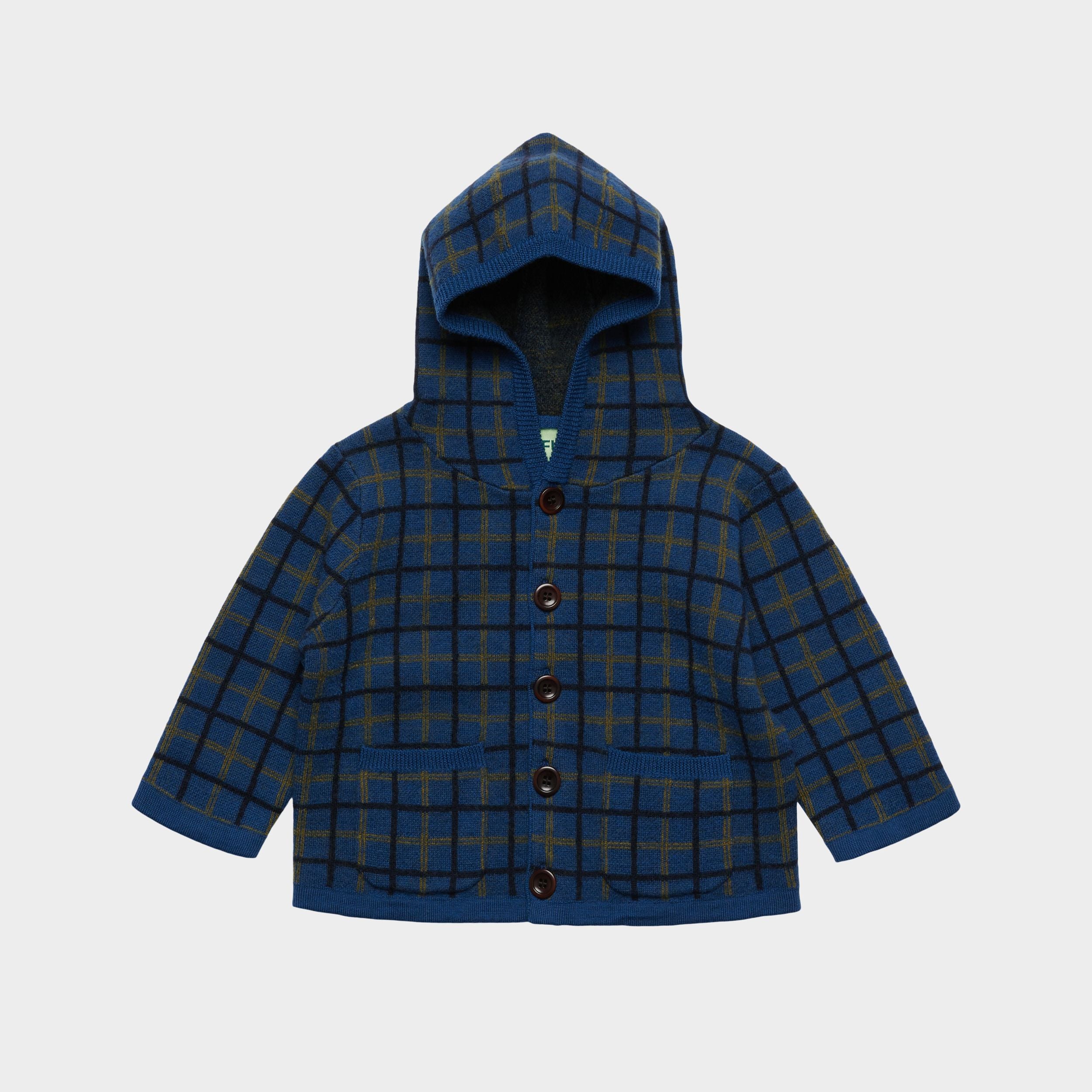 Baby Boys & Girls Dark Blue Check Wool Jacket