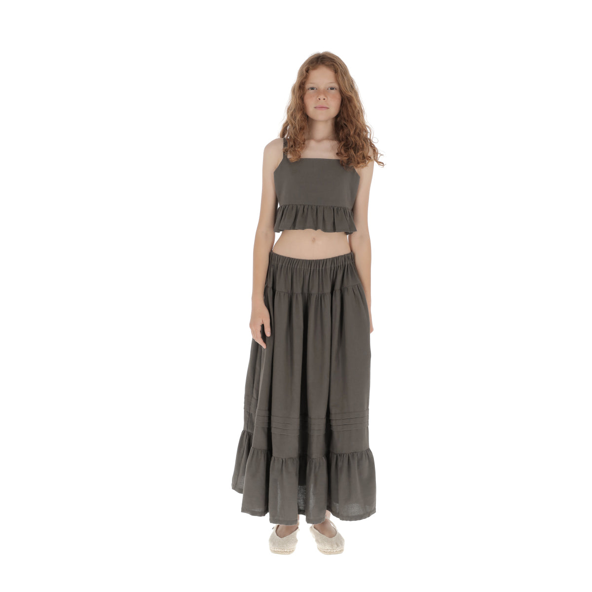 Girls Dark Grey Cotton Skirt