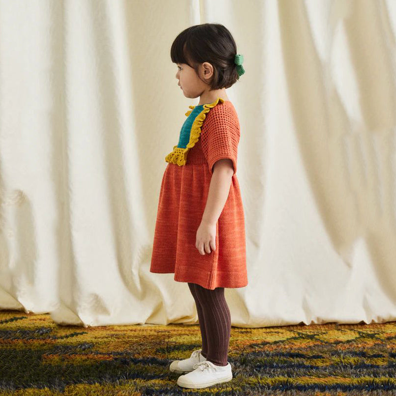 Girls Orange Cotton Dress