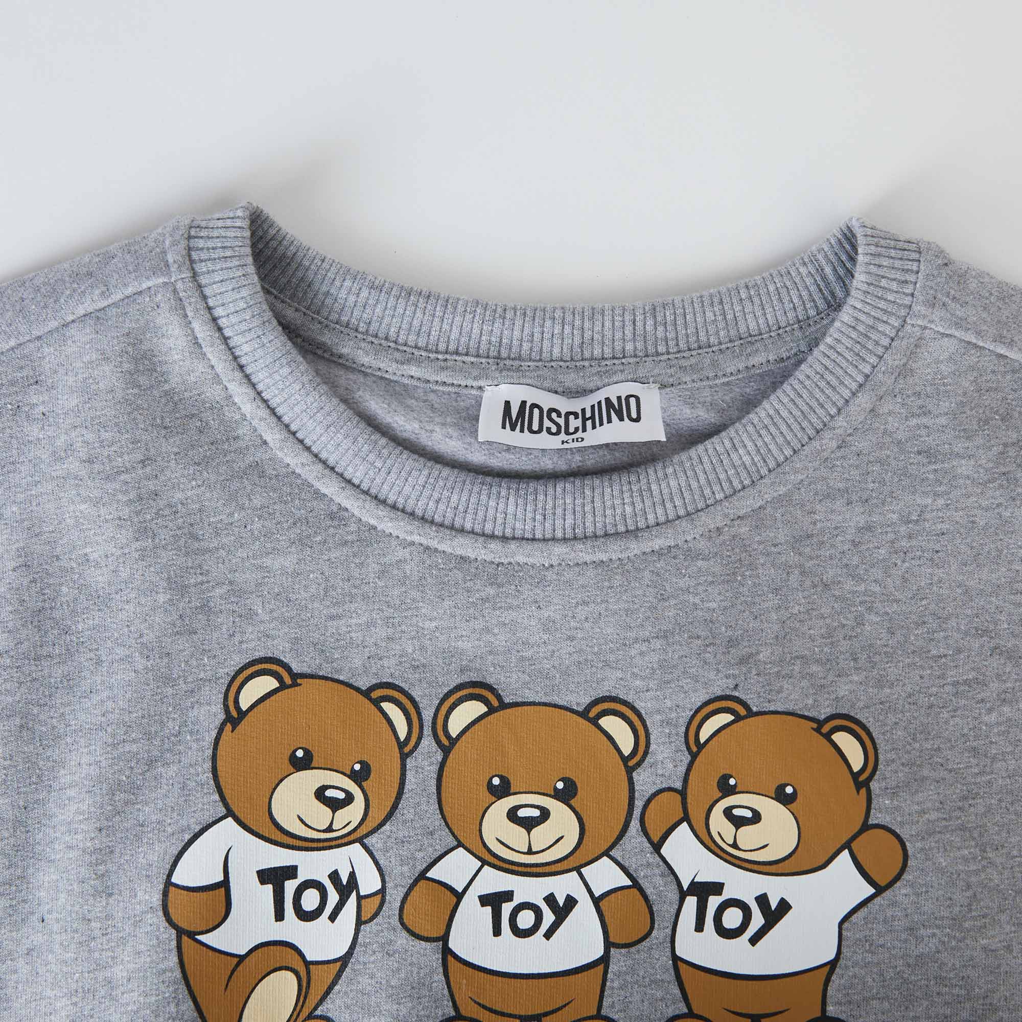Girls Grey Logo Cotton Dress