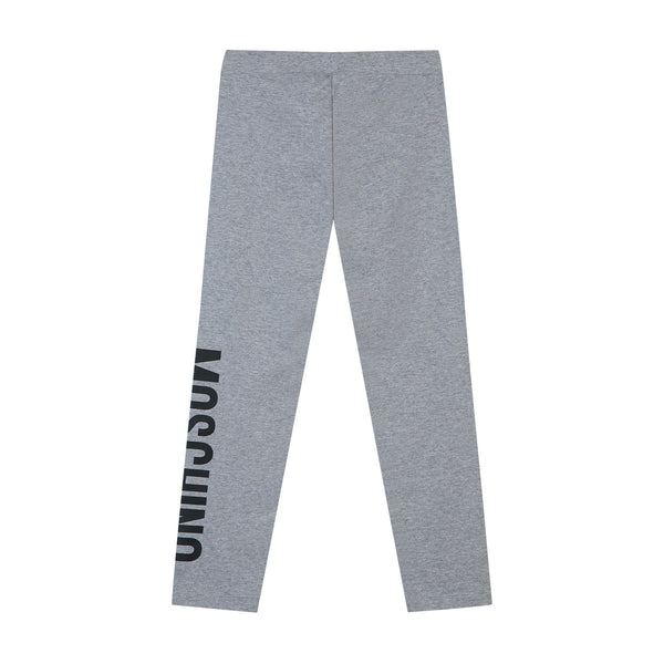 Girls Grey Logo Cotton Leggings