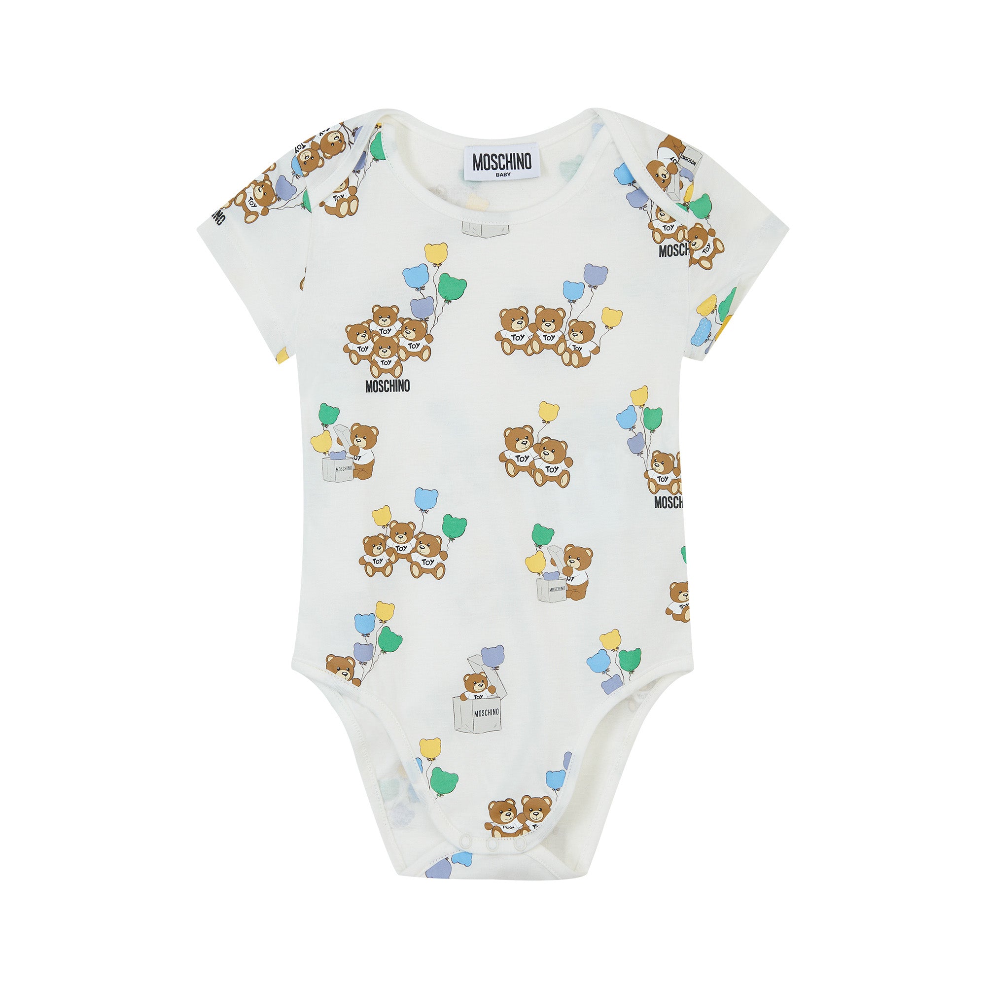 Baby Boys & Girls White Printed Cotton Babysuit Set