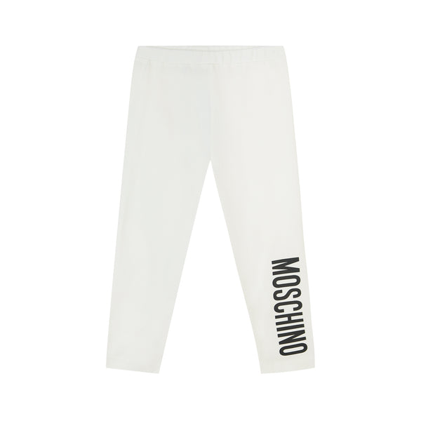 Baby Girls White Logo Cotton Leggings