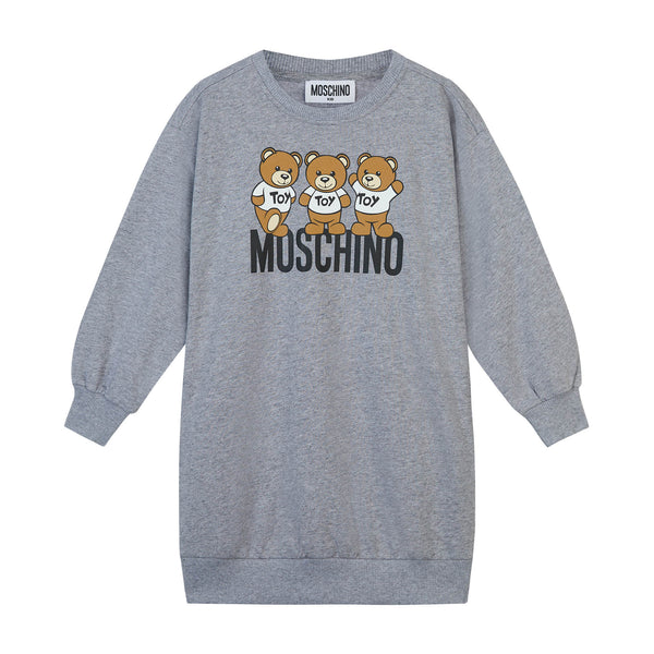 Girls Grey Logo Cotton Dress