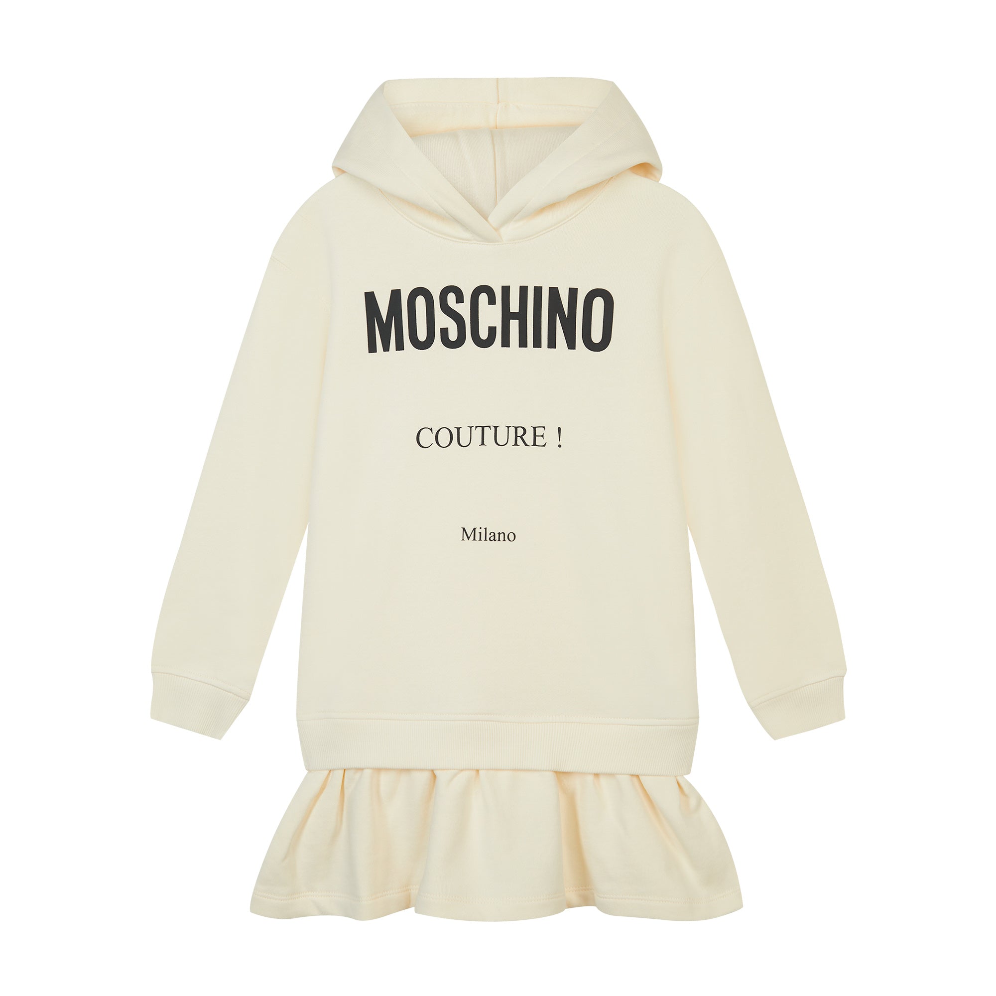 Girls White Logo Cotton Hooded Dress