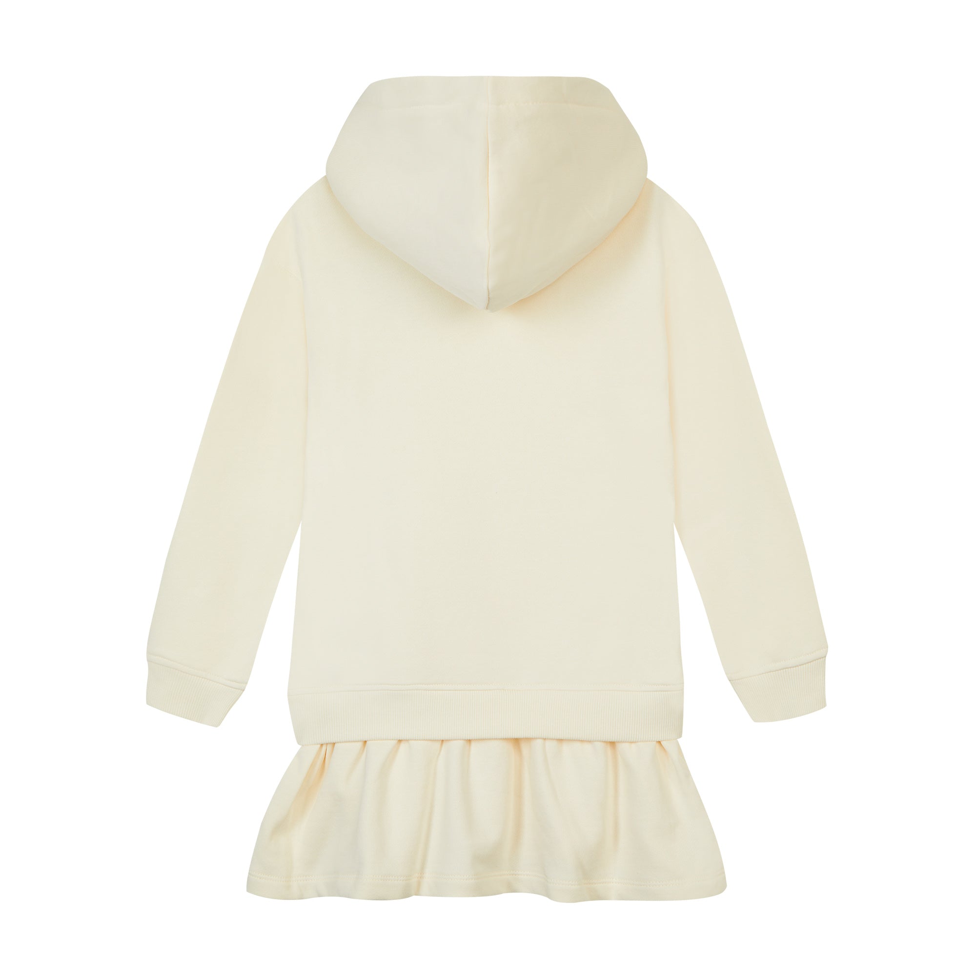 Girls White Logo Cotton Hooded Dress