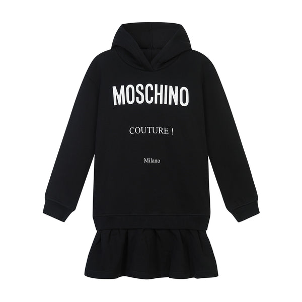 Girls Black Logo Cotton Dress