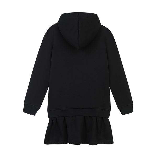 Girls Black Logo Cotton Dress