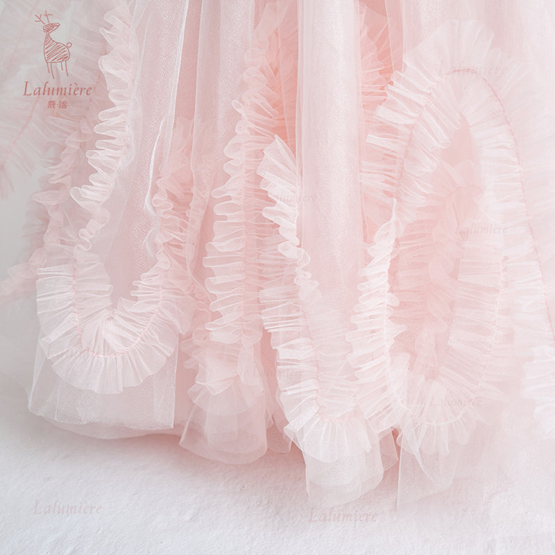 女童樱粉色流光溢彩礼服裙