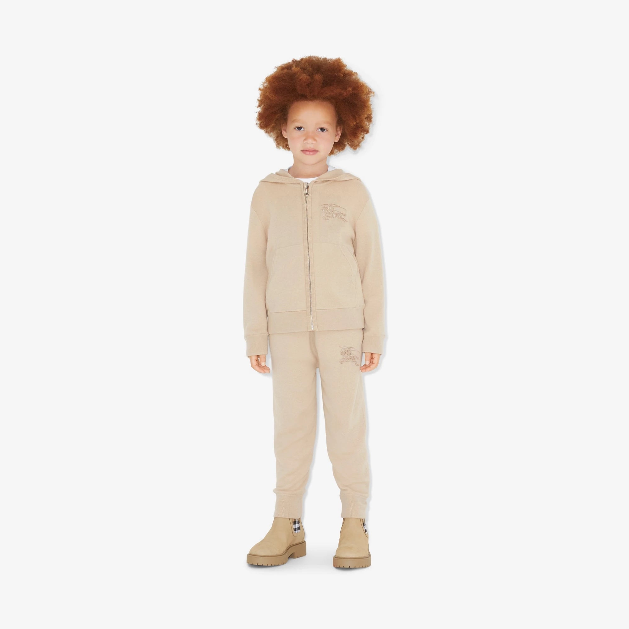 Boys & Girls Beige Cashmere Zip-Up Top