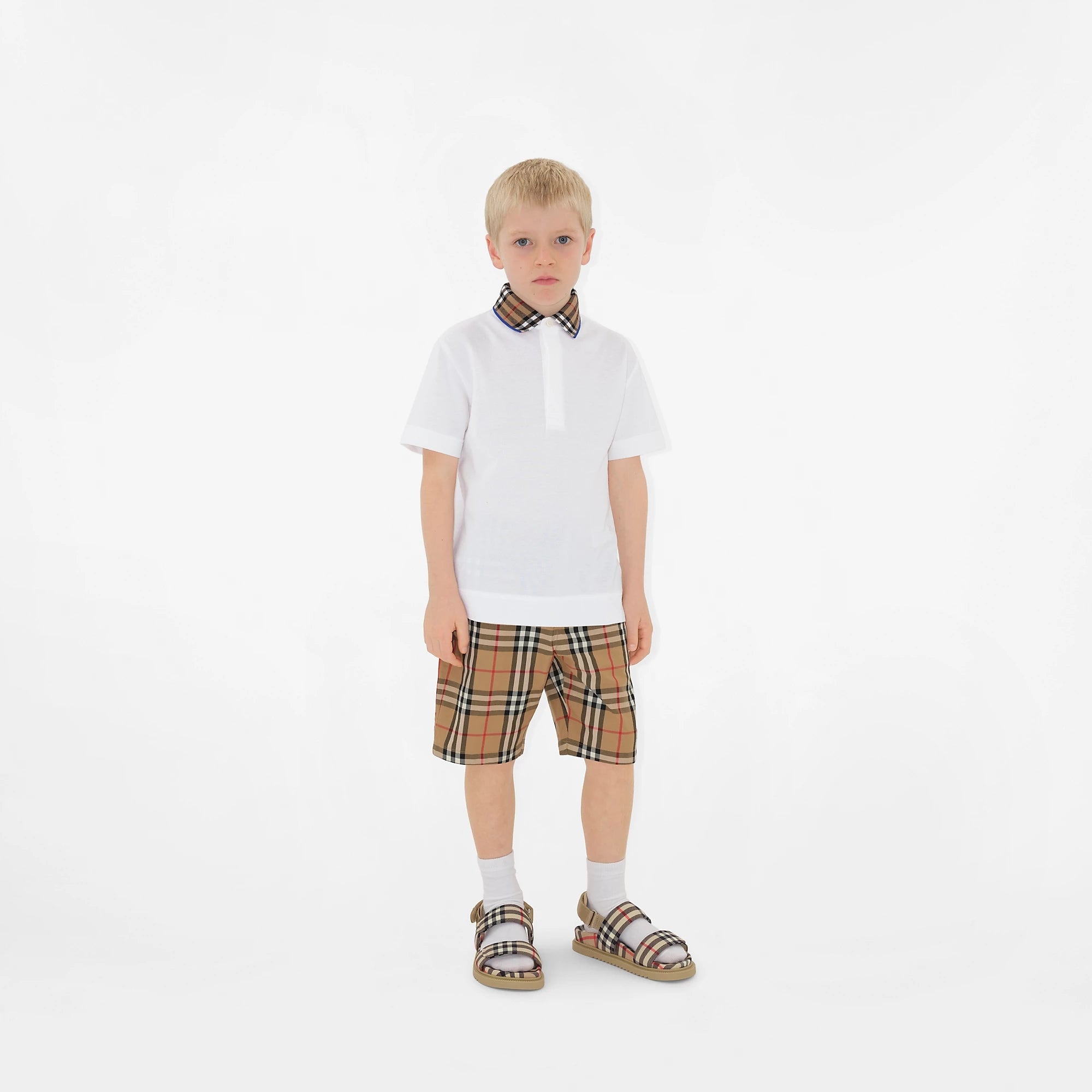 Boys White Cotton Polo Shirt