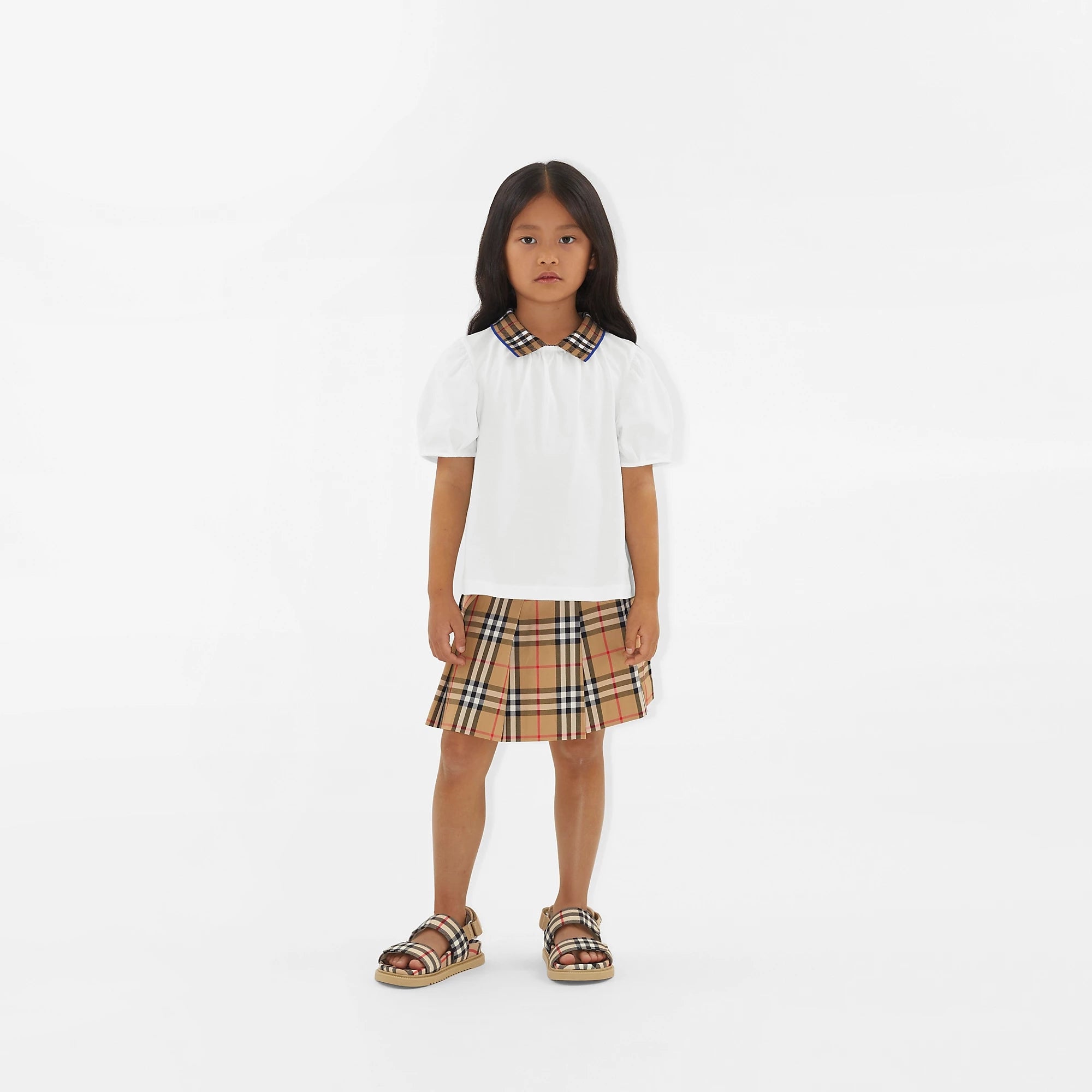 Girls White Cotton Polo Shirt