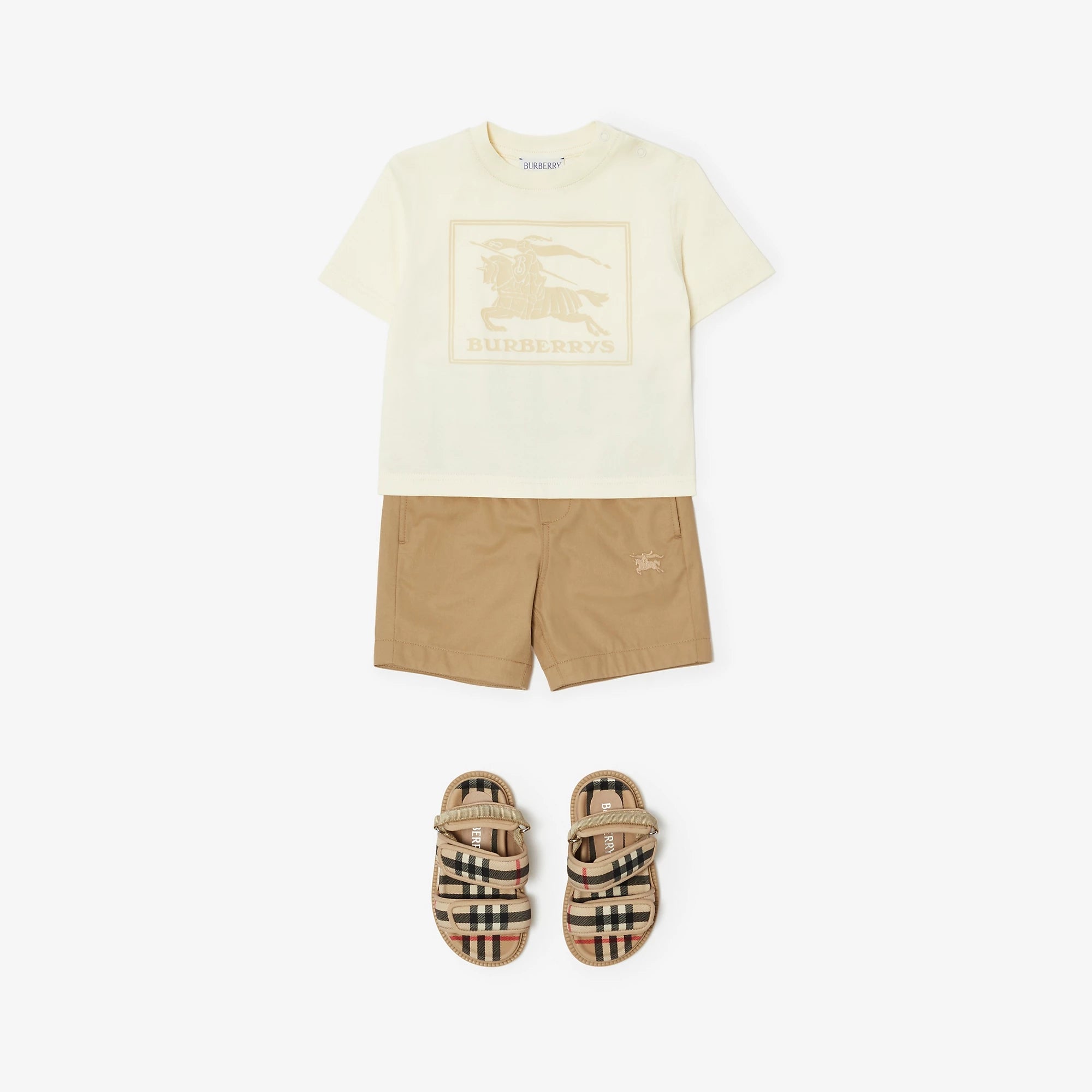 Baby Boys & Girls Cream Printed Cotton T-Shirt