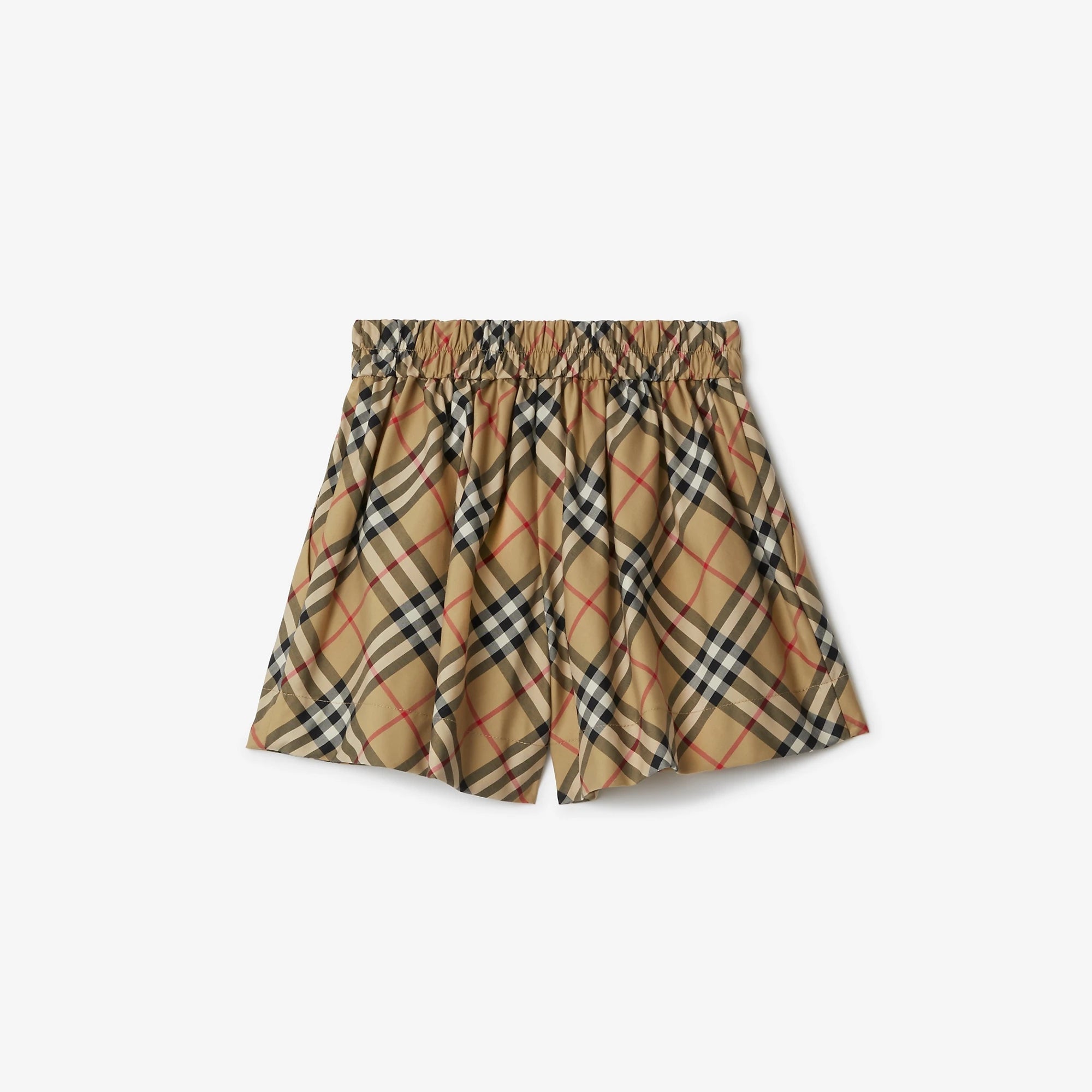 Girls Beige Check Cotton Shorts