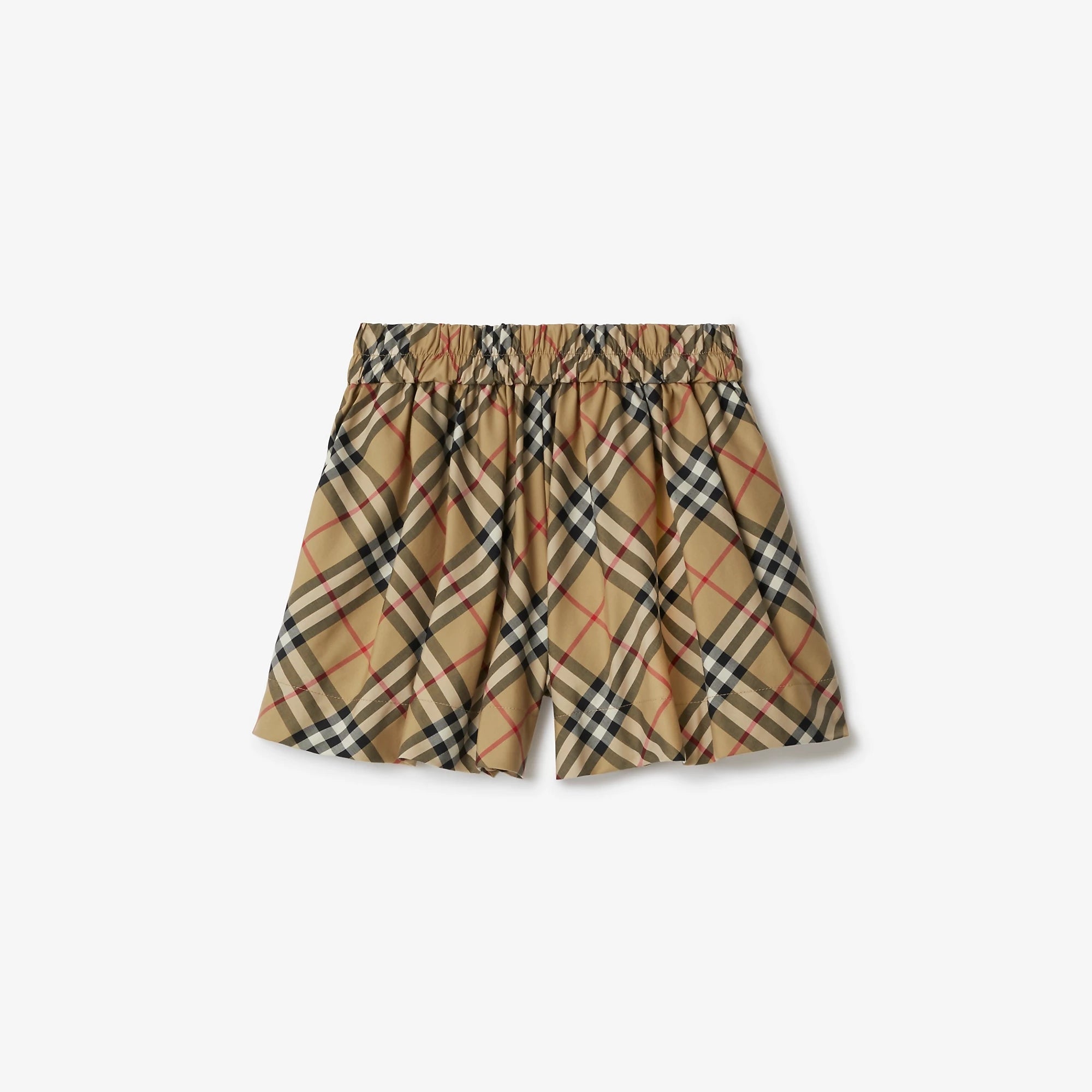 Girls Beige Check Cotton Shorts
