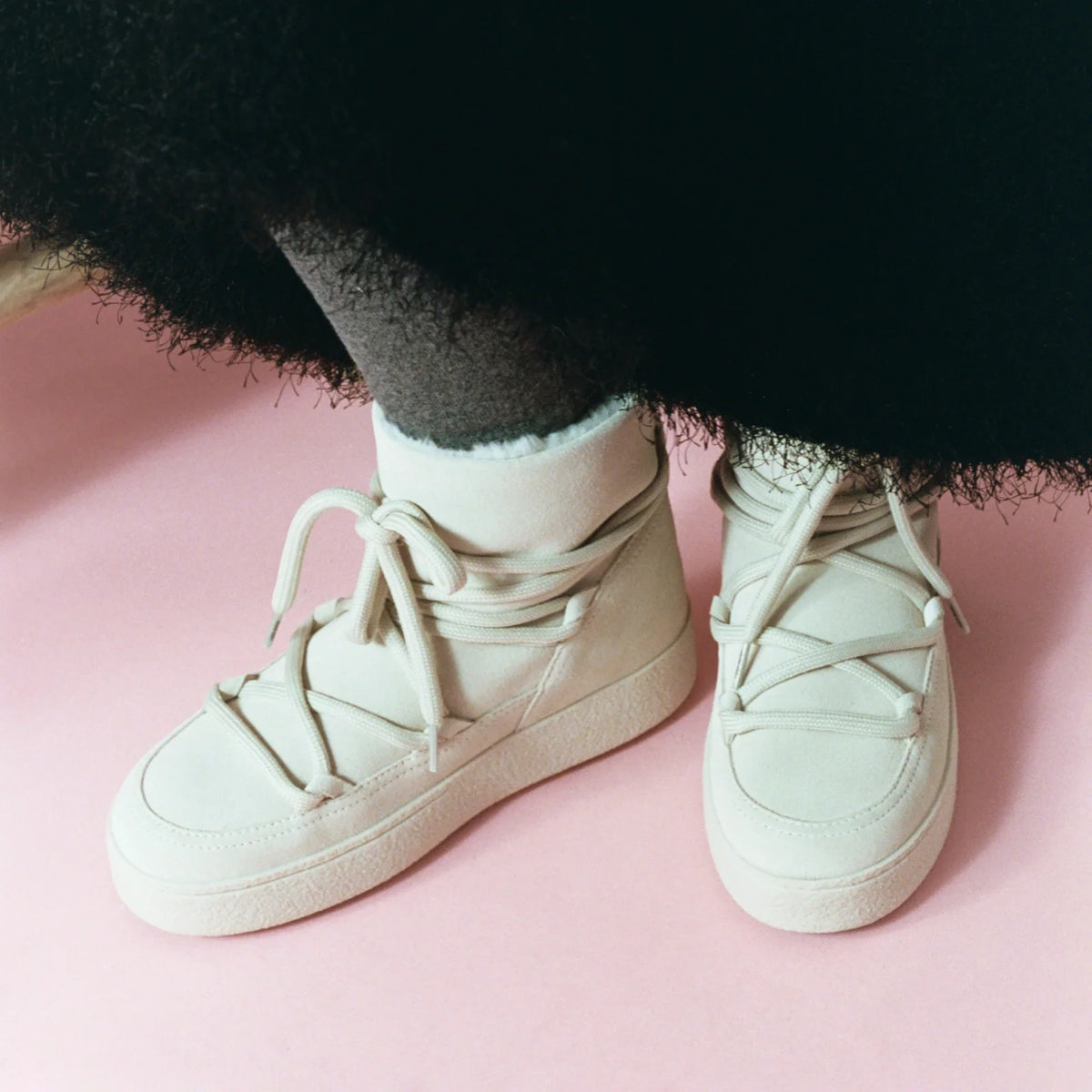 Women Light Beige "LTRACK SOFIA" Suede Boots