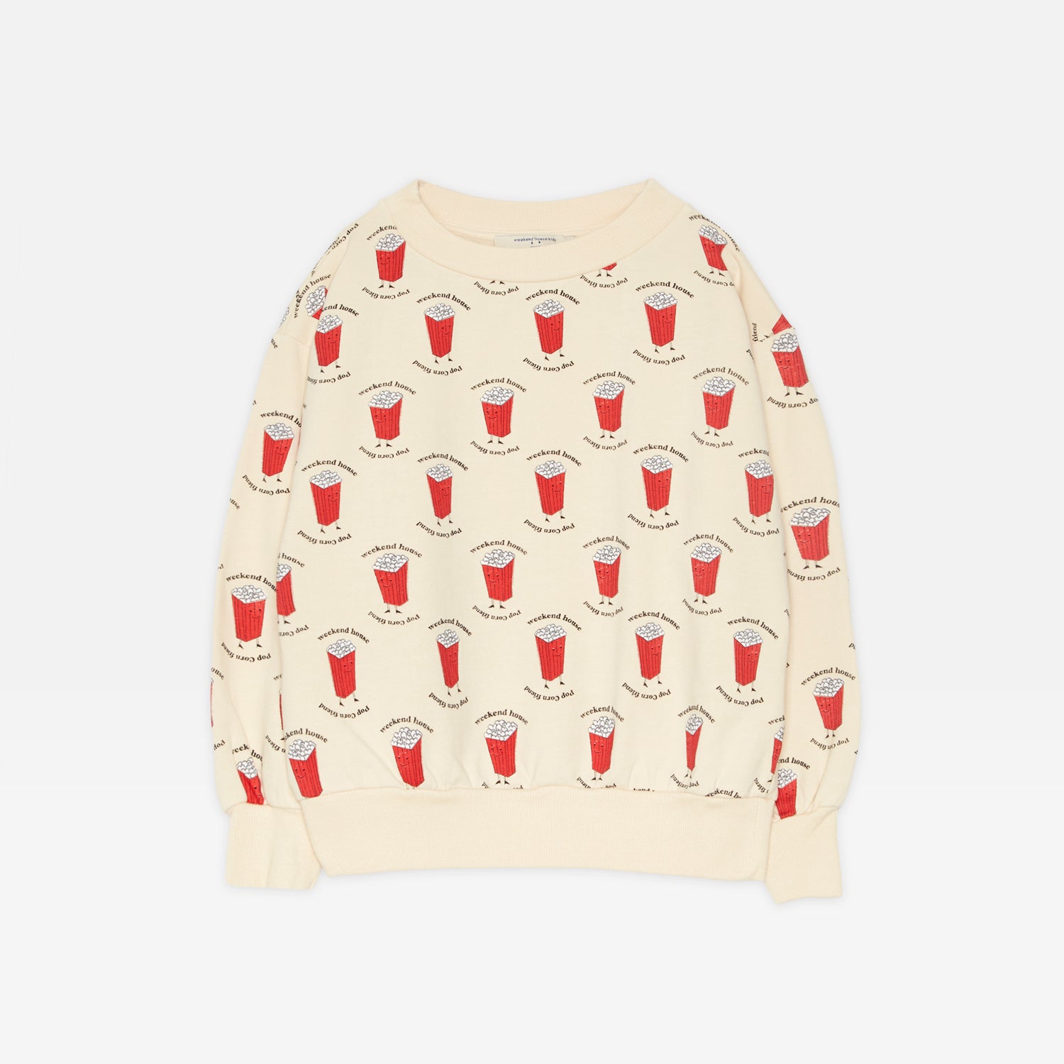 Boys & Girls Beige Printed Cotton Sweatshirt