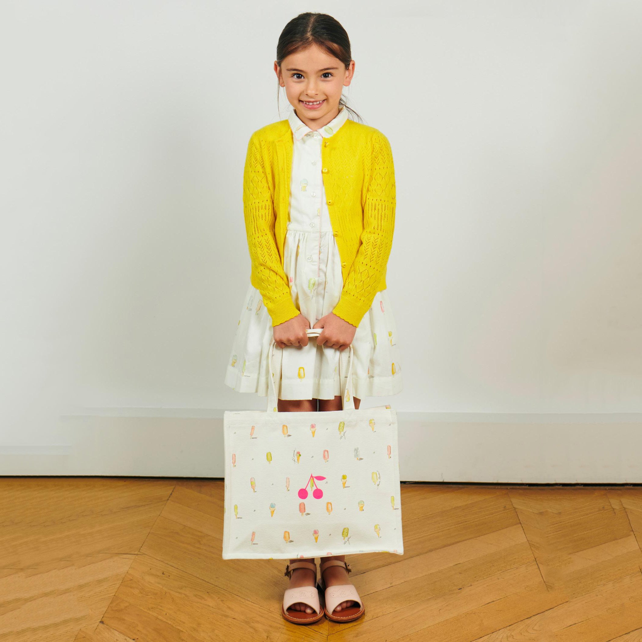 Girls Ivory Printed Handbag(35x14x28cm)