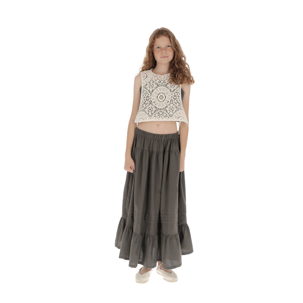 Girls Dark Grey Cotton Skirt