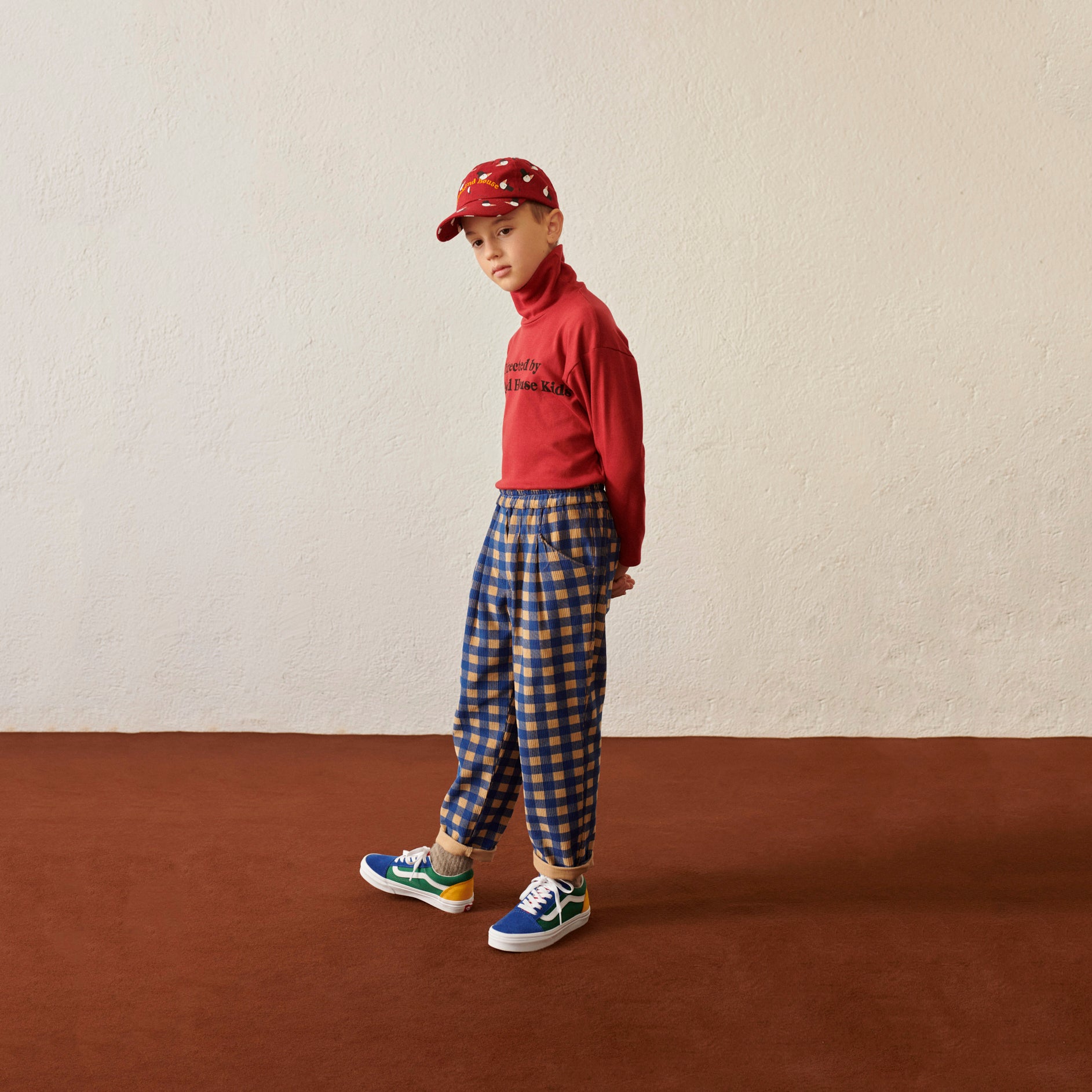 Boys & Girls Blue Check Corduroy Trousers