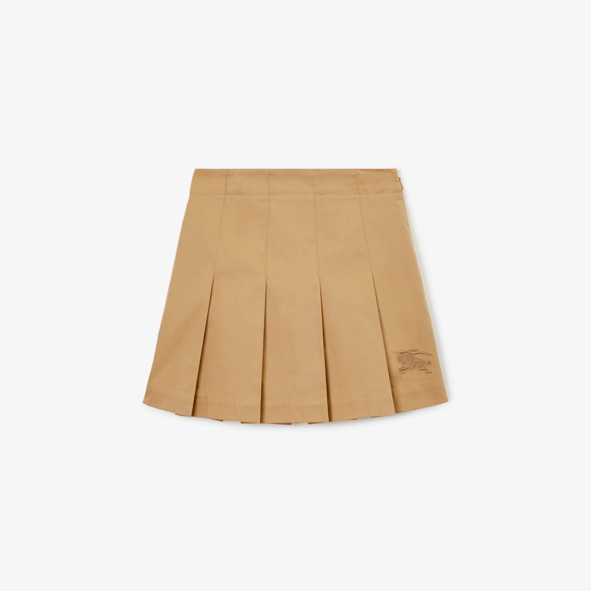 Girls Beige Cotton Pleated Skirt