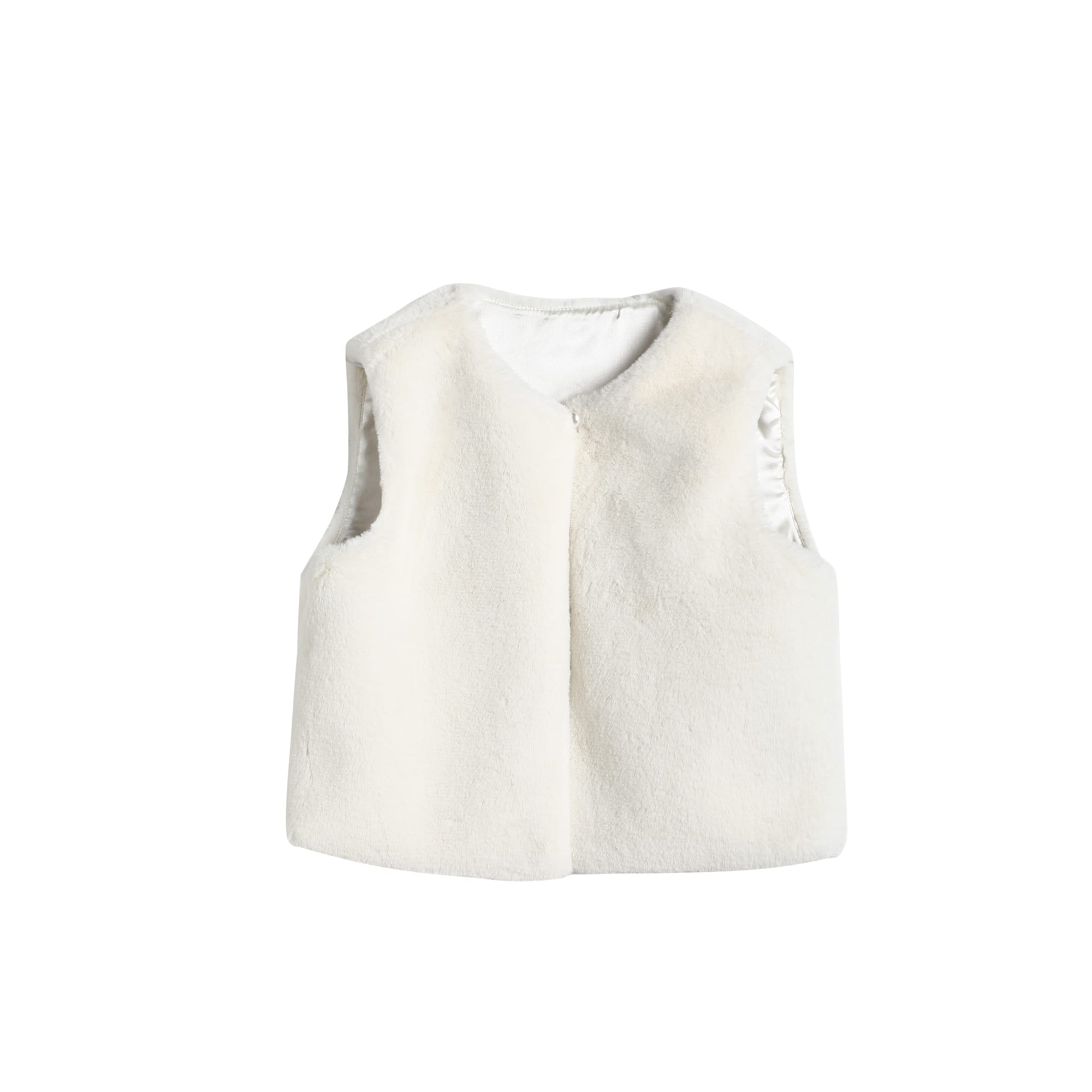 女童白色毛绒背心