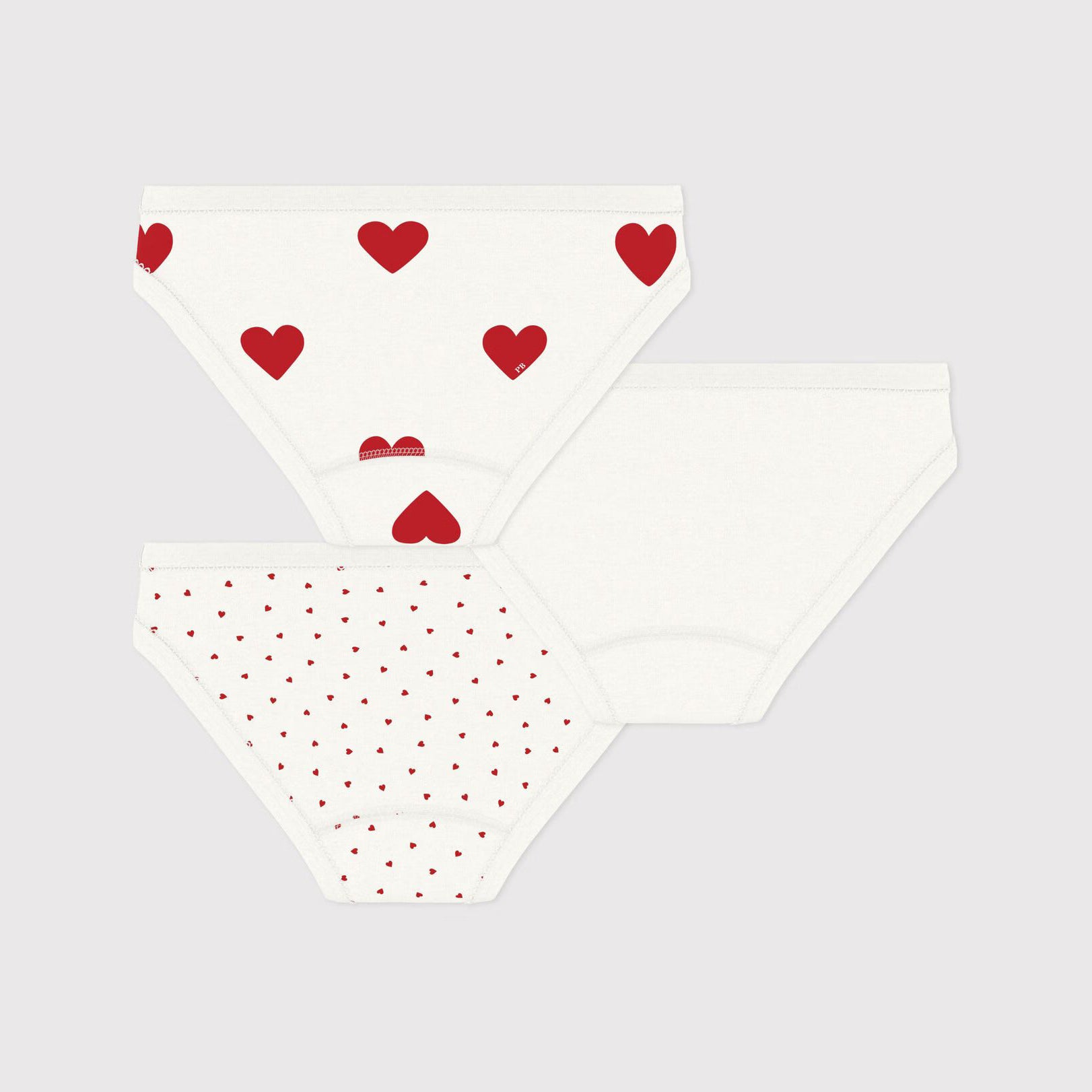 Girls Ivory Printed Heart Cotton Underwear Set(3 Pack)