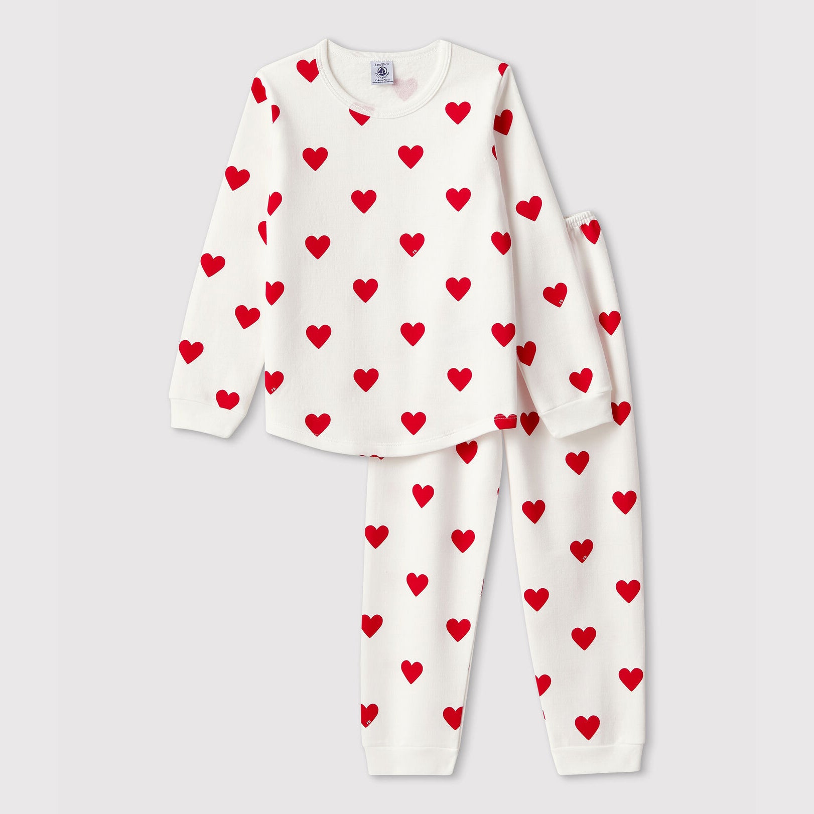 Girls White Heart Cotton Nightwear Set