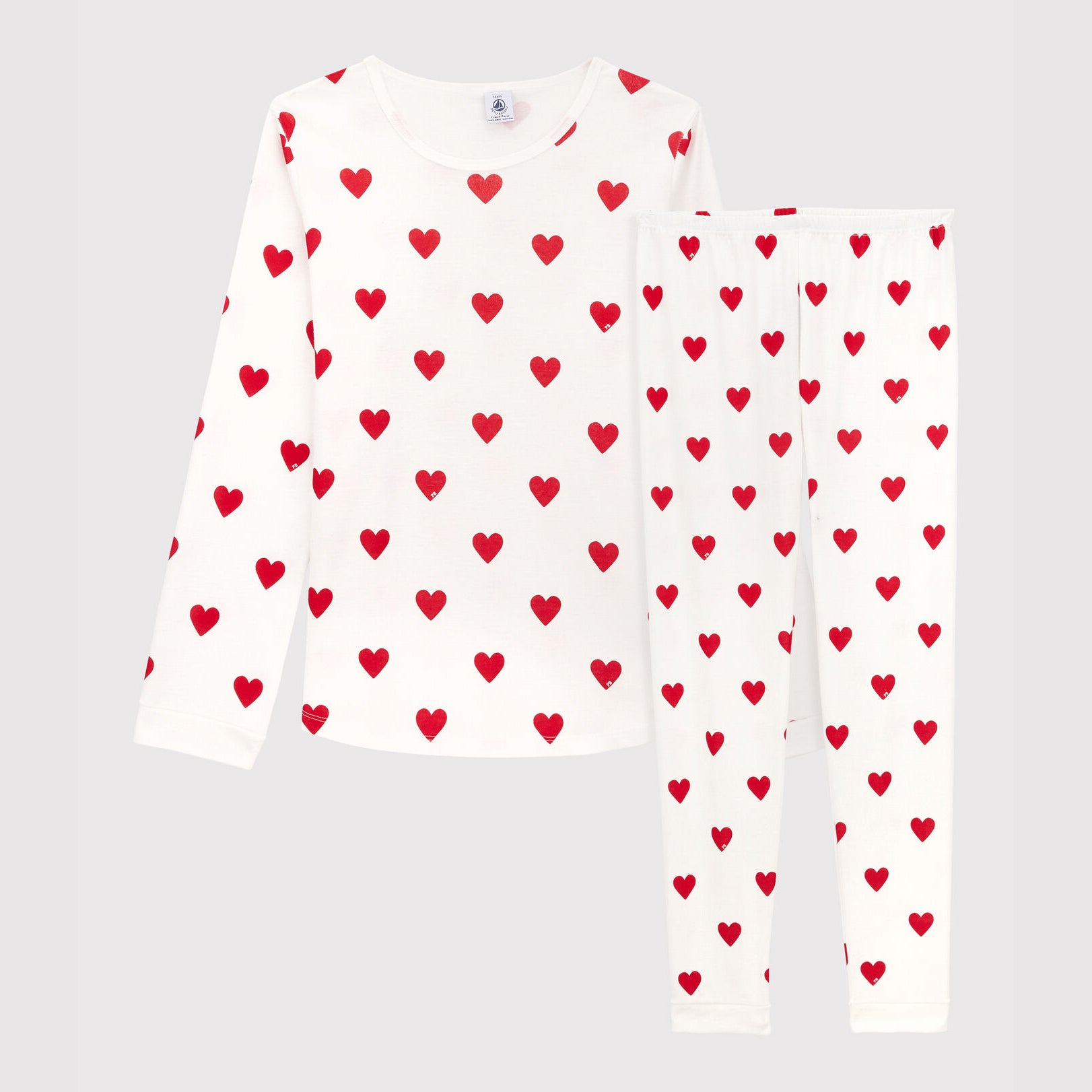 Girls White Heart Cotton Nightwear Set