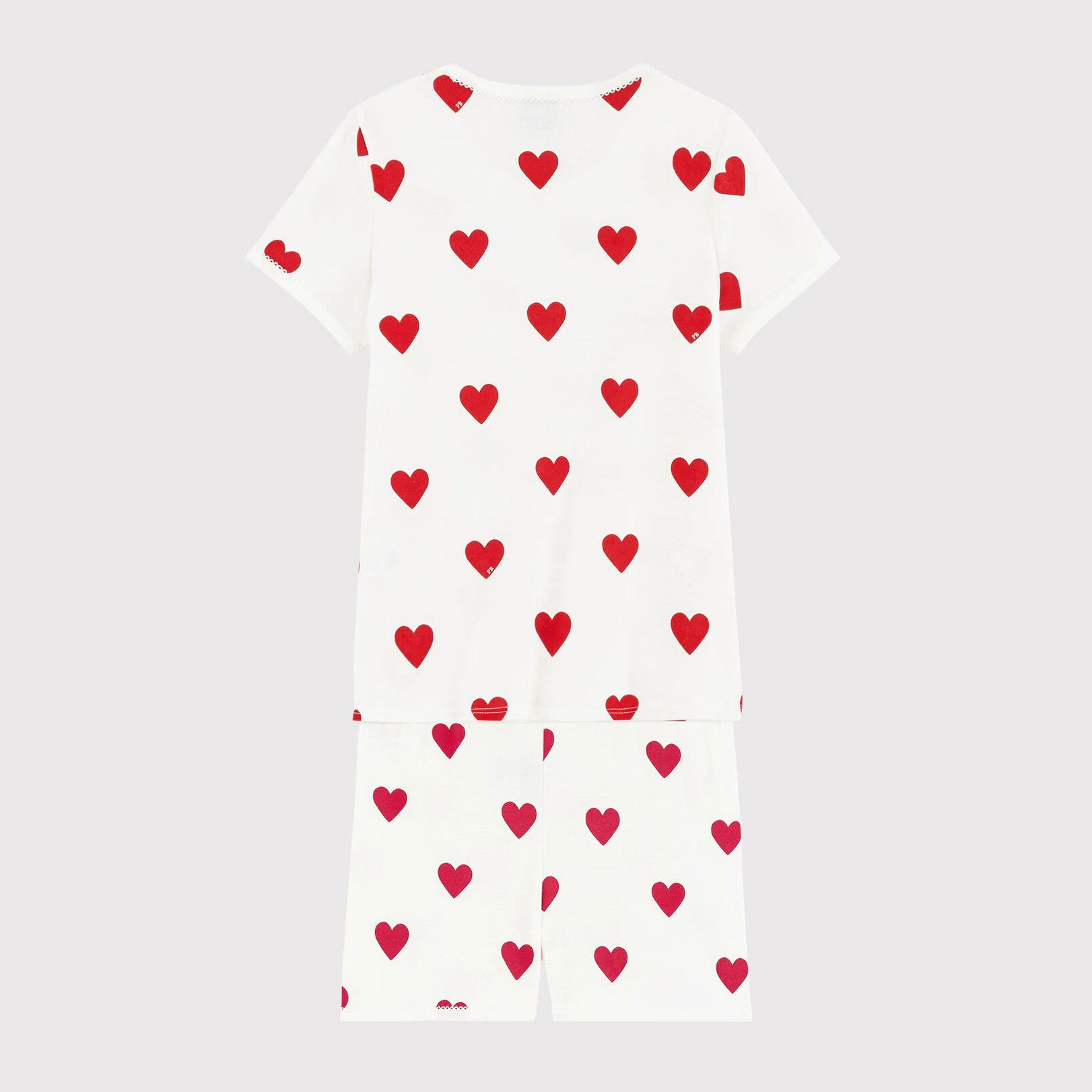 Girls Ivory Printed Heart Cotton Pajama Set