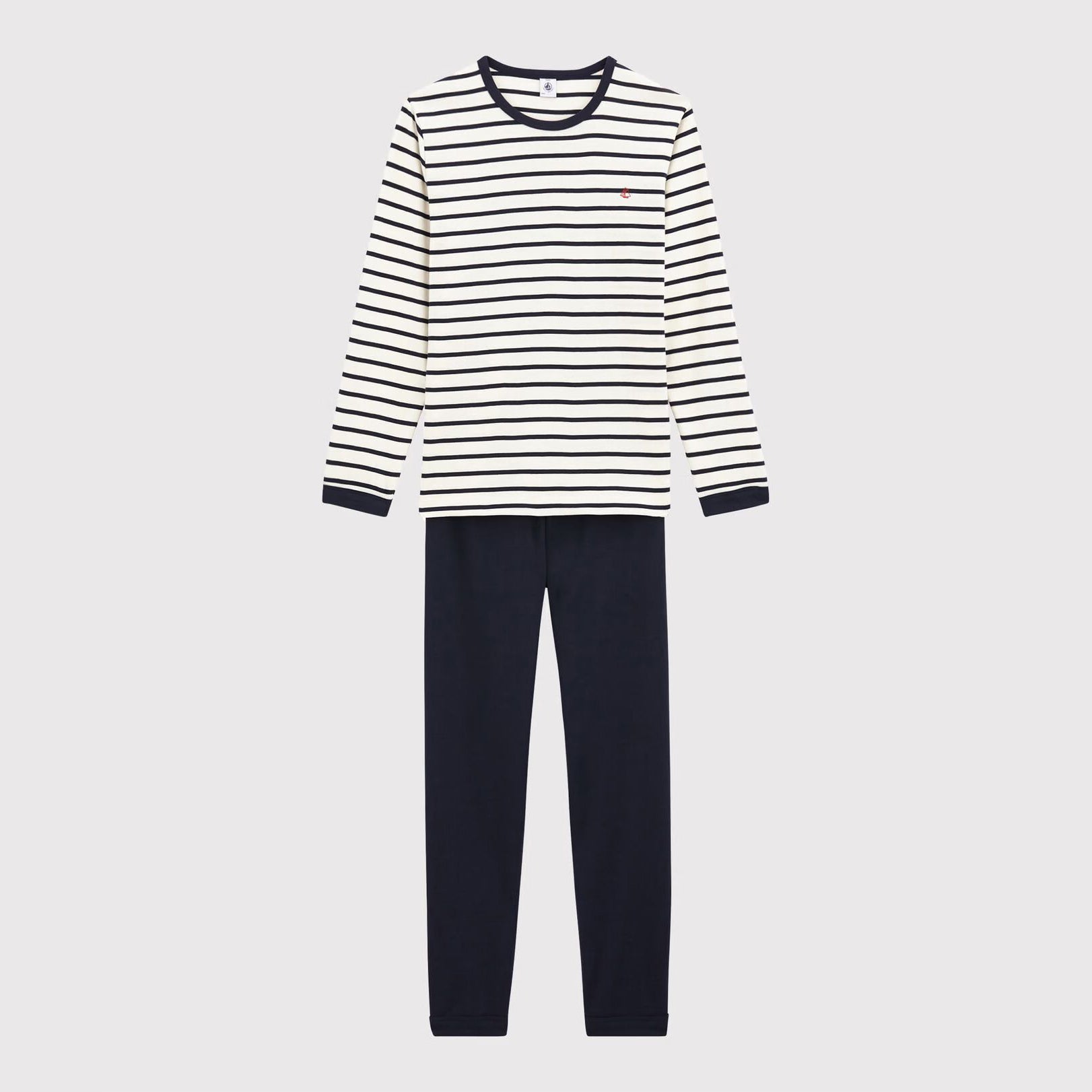 Boys Navy Stripes Long Sleeves Cotton Nightwear Set