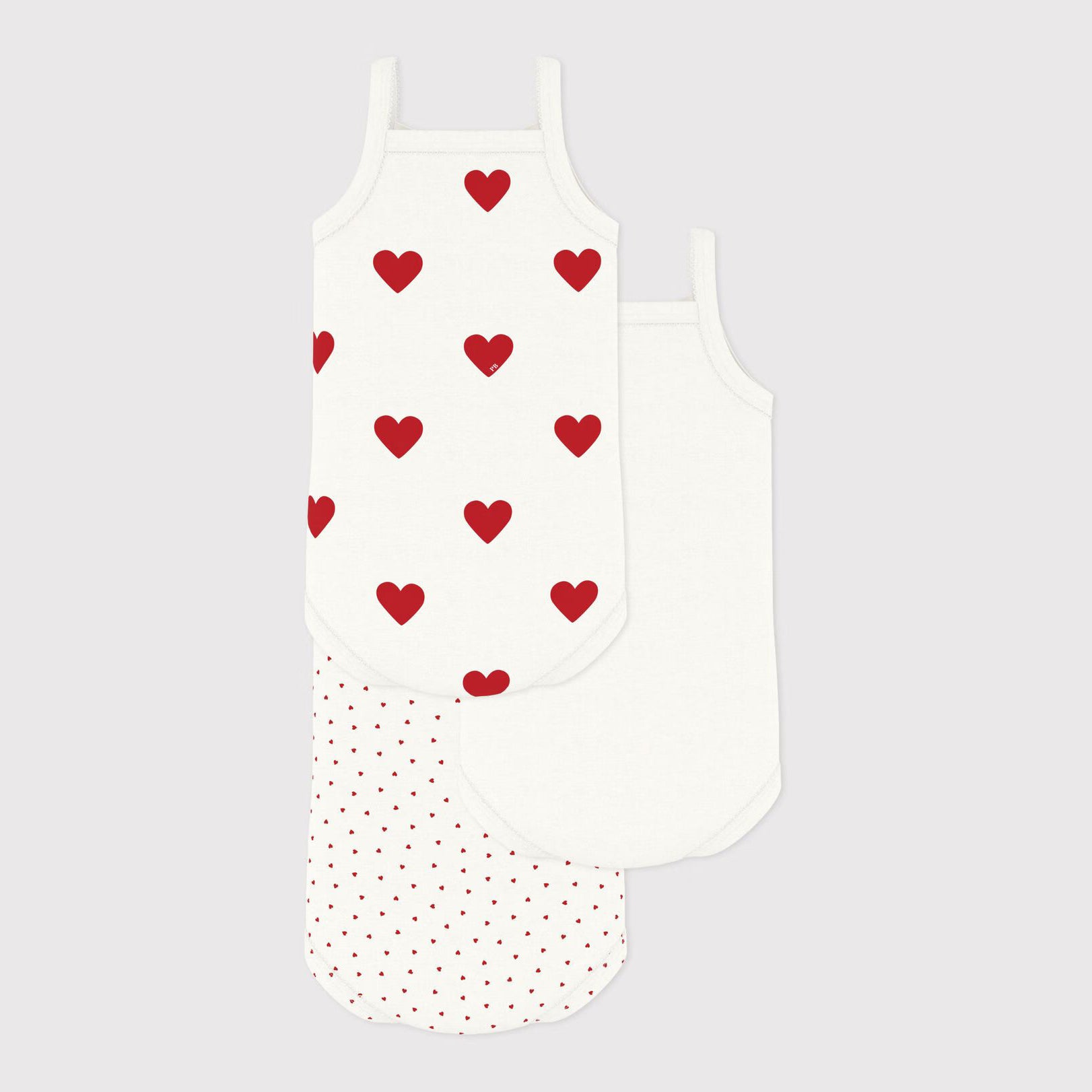 Baby Girls White Printed Heart Cotton Babysuit Set(3 Pack)