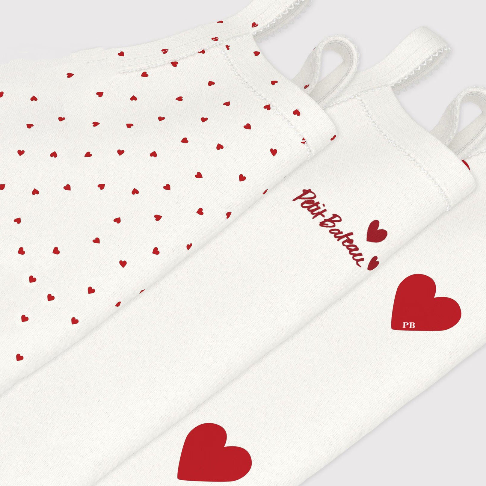 Baby Girls White Printed Heart Cotton Babysuit Set(3 Pack)