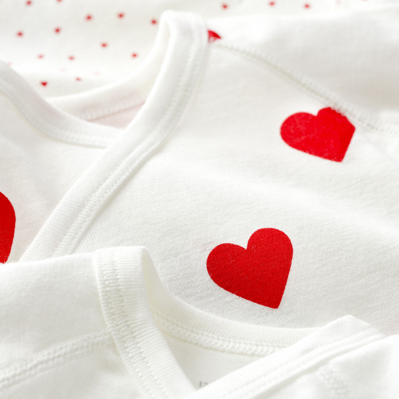 Baby Boys & Girls White Heart Cotton Babysuit Set(3 Pack)