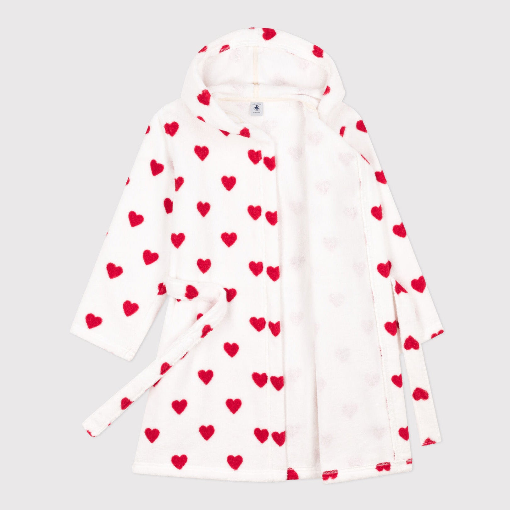 Girls White Heart Bathrobe