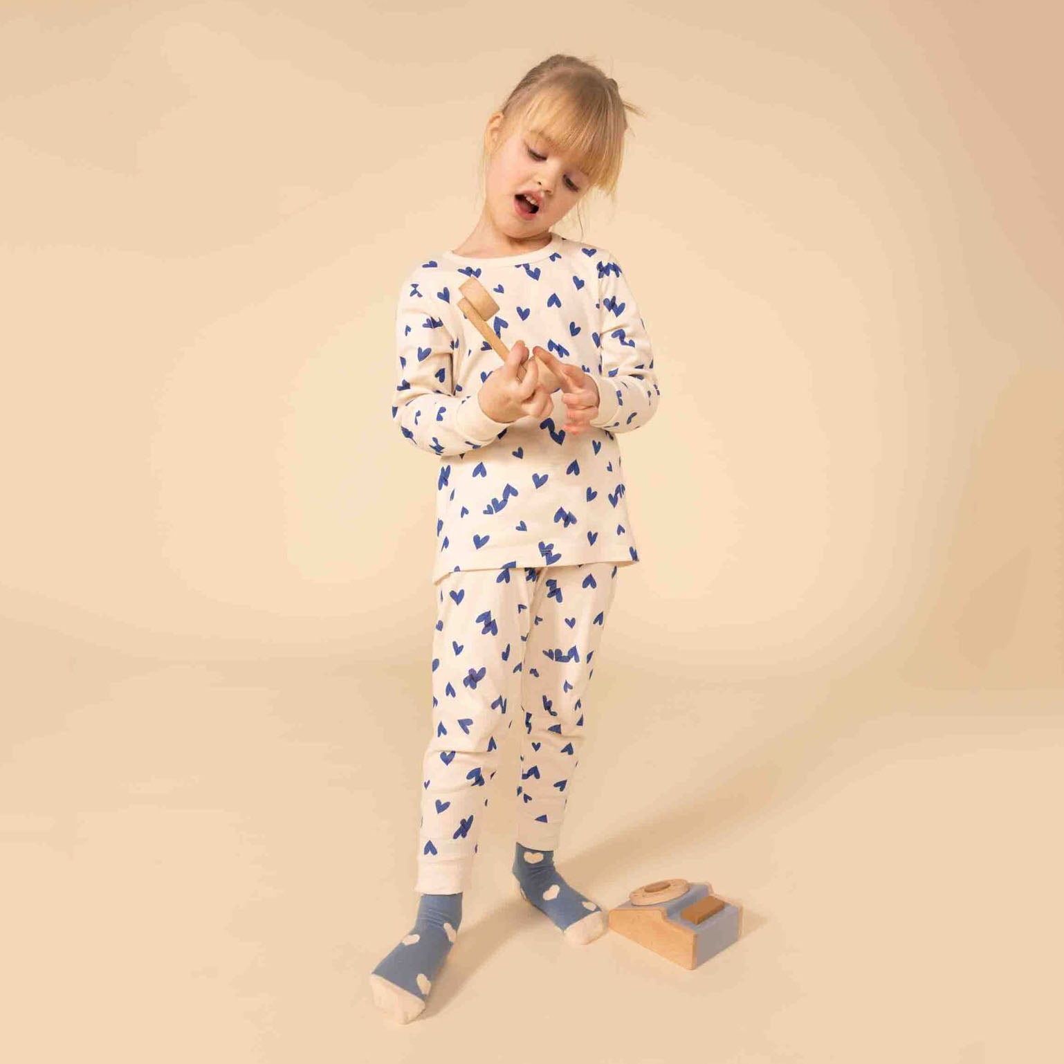 Girls White Printed Cotton Nightwear Set